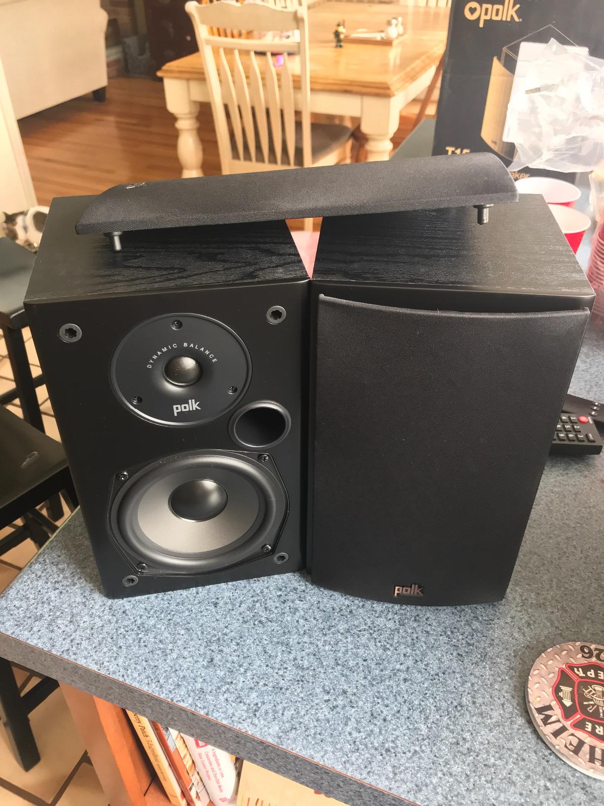 Polk Audio T15 100 Watt Home Theater Bookshelf Speakers, Black, 1 Pair | Compact Size, Hi-Res Surround Audio with Deep Bass Response, Dolby and DTS Surround, Wall-Mountable customer photo 2