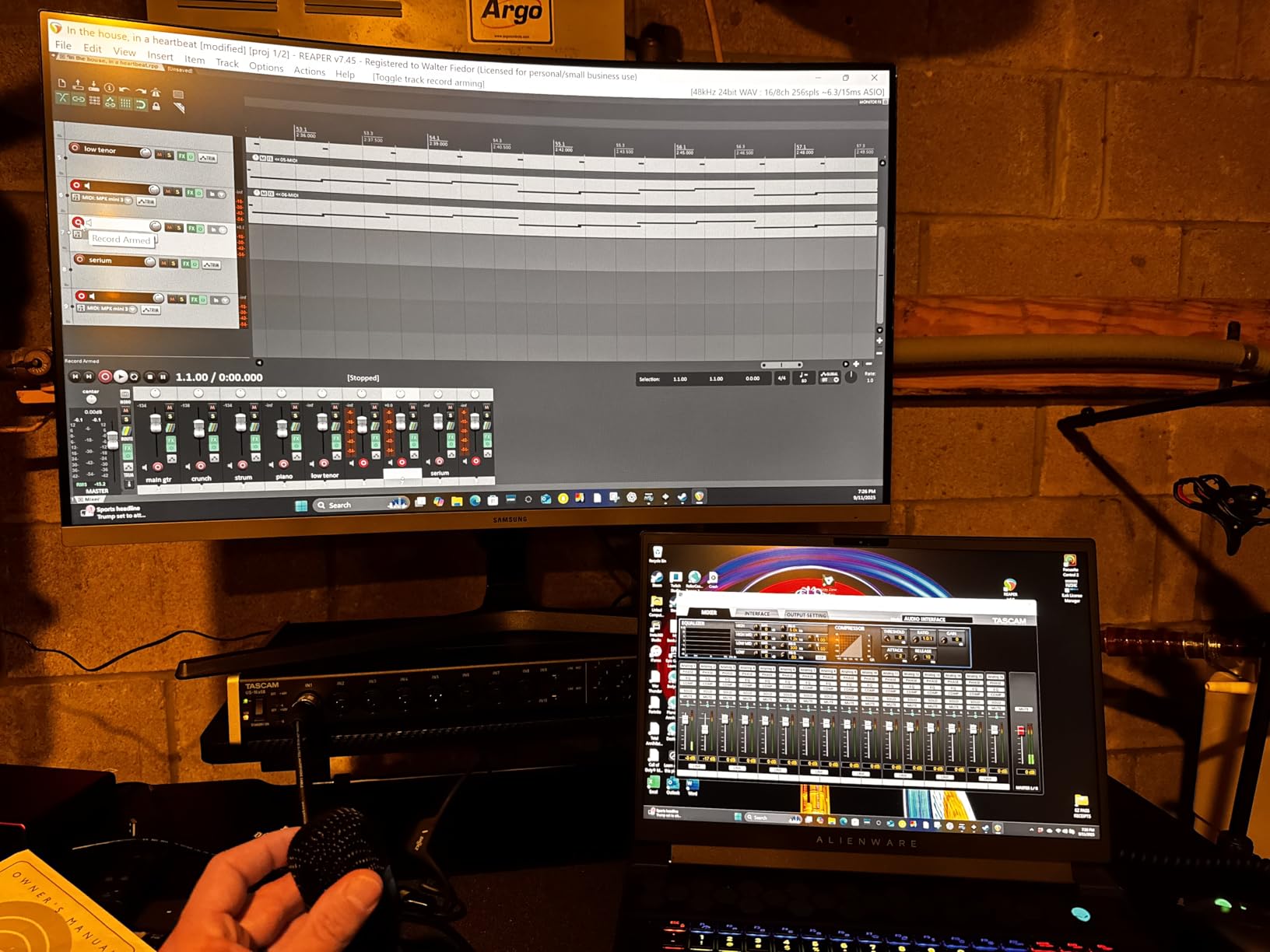Tascam US-16x08 Rackmount USB Audio/MIDI Interface for Recording, Drum Recording, 8 XLR/8 1/4