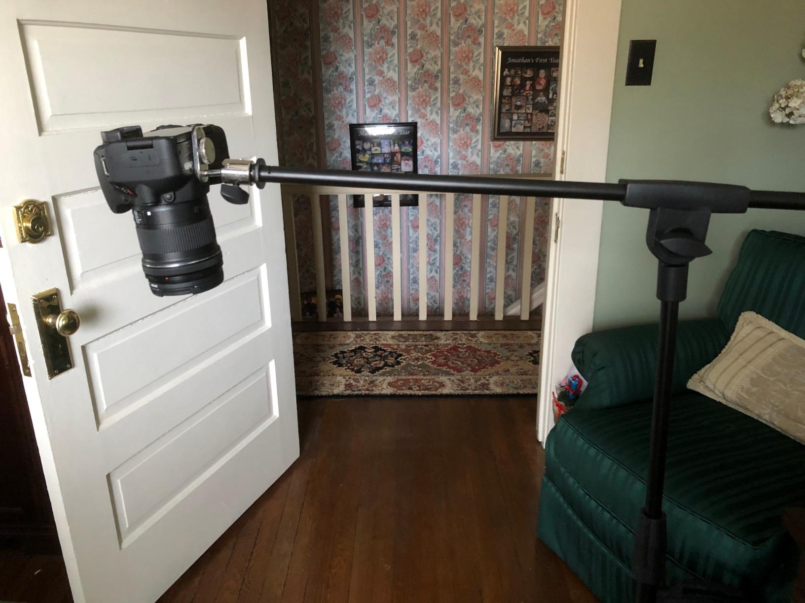 Amazon Basics Sturdy Portable Microphone Boom Arm Stand, Height Adjustable with Cable Management, Foldable Tripod Base, Up to 85.75