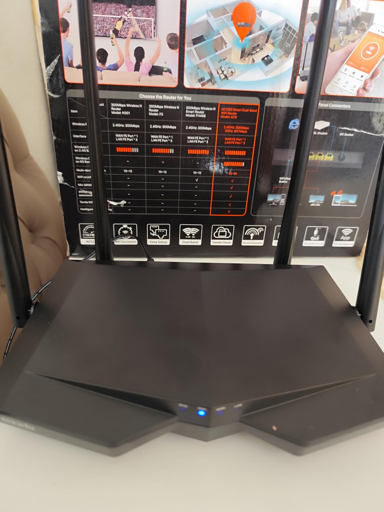 Tenda AC1200 Smart WiFi Router - High Speed Dual Band Wireless Internet Router with Smart APP, 4 x 100 Mbps Fast Ethernet Ports customer photo 2
