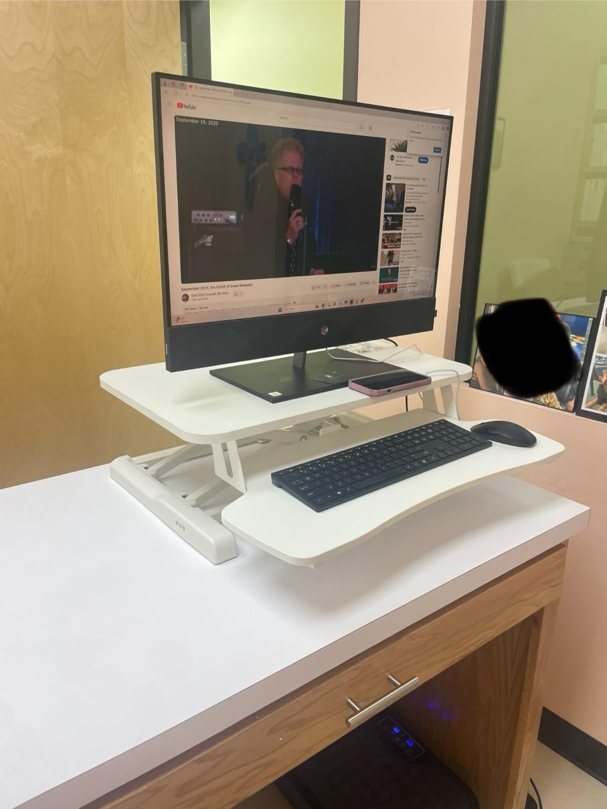 VIVO Black 32 in Standing Desk Converter, DESK-V000K | Height Adjustable, Stand Up Desk Riser, Wide Keyboard Tray, Dual Monitor and Laptop Workstation, Black Frame, K Series customer photo 1