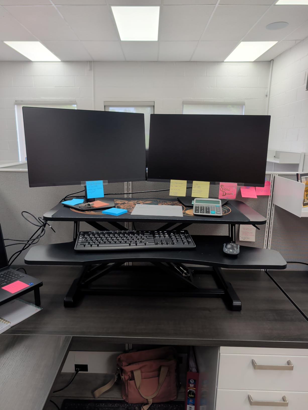 VIVO Black 32 in Standing Desk Converter, DESK-V000K | Height Adjustable, Stand Up Desk Riser, Wide Keyboard Tray, Dual Monitor and Laptop Workstation, Black Frame, K Series customer photo 2