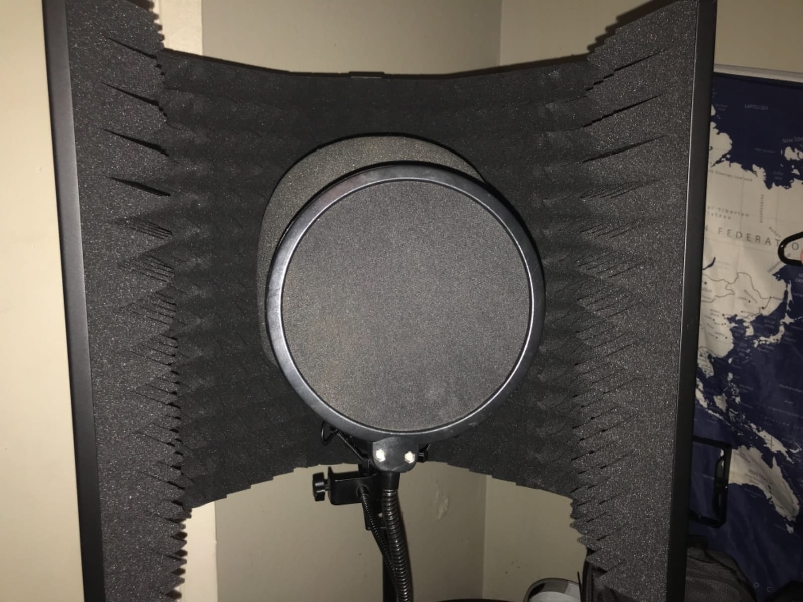 Aokeo Studio Recording Microphone Isolation Shield with Pop Filter & Tripod Stand, High Density Absorbent Foam to Filter Vocal, Foldable Sound Shield for Blue Yeti and Condenser Microphones customer photo 1