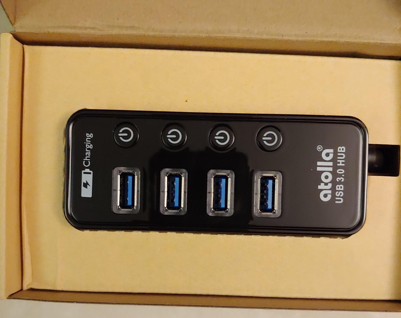 Atolla 4-Port USB 3.0 Hub with 4 Data Ports, 1 Smart Charging Port, Individual On/Off Switches and 5V/3A Adapter customer photo 2