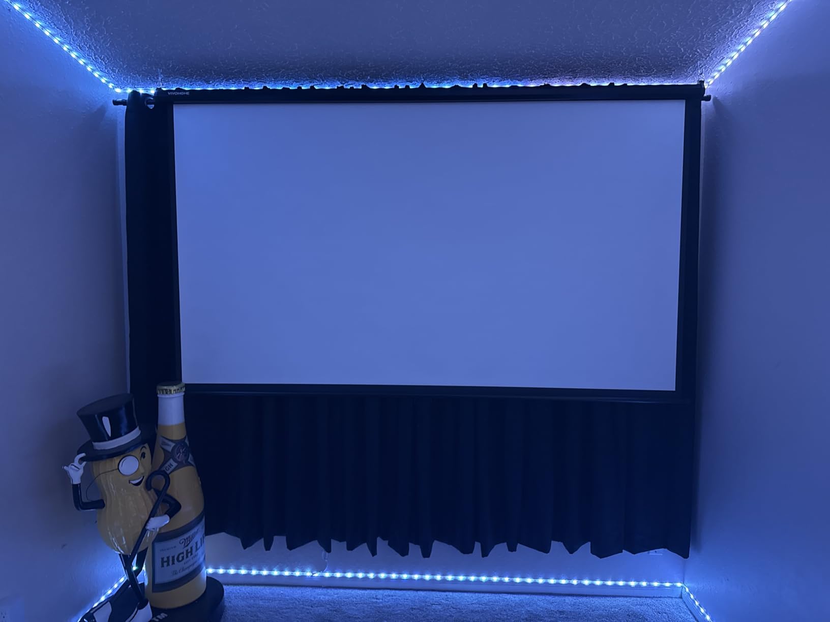 VIVOHOME 100 Inch 16:9 Pull Down Projector Screen, Black | Manual Retractable 4K Projection Screen for Home Theater, Roll Up ALR Movie Screen for Ceiling and Wall Mount customer photo 2