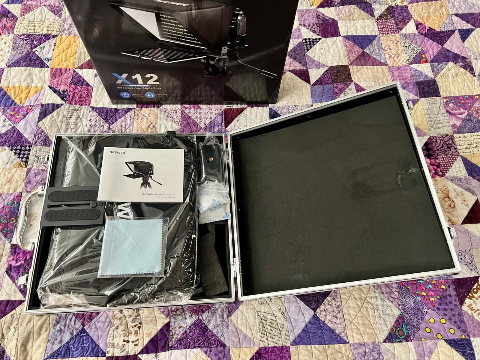 NEEWER X12 14 Inch Aluminum Alloy Teleprompter for iPad Tablet Phone Camera | With Remote Control, Carry Case, APP Compatible with iOS/Android, for DSLR, Online Teaching, Vlogger, Live Streaming customer photo 1