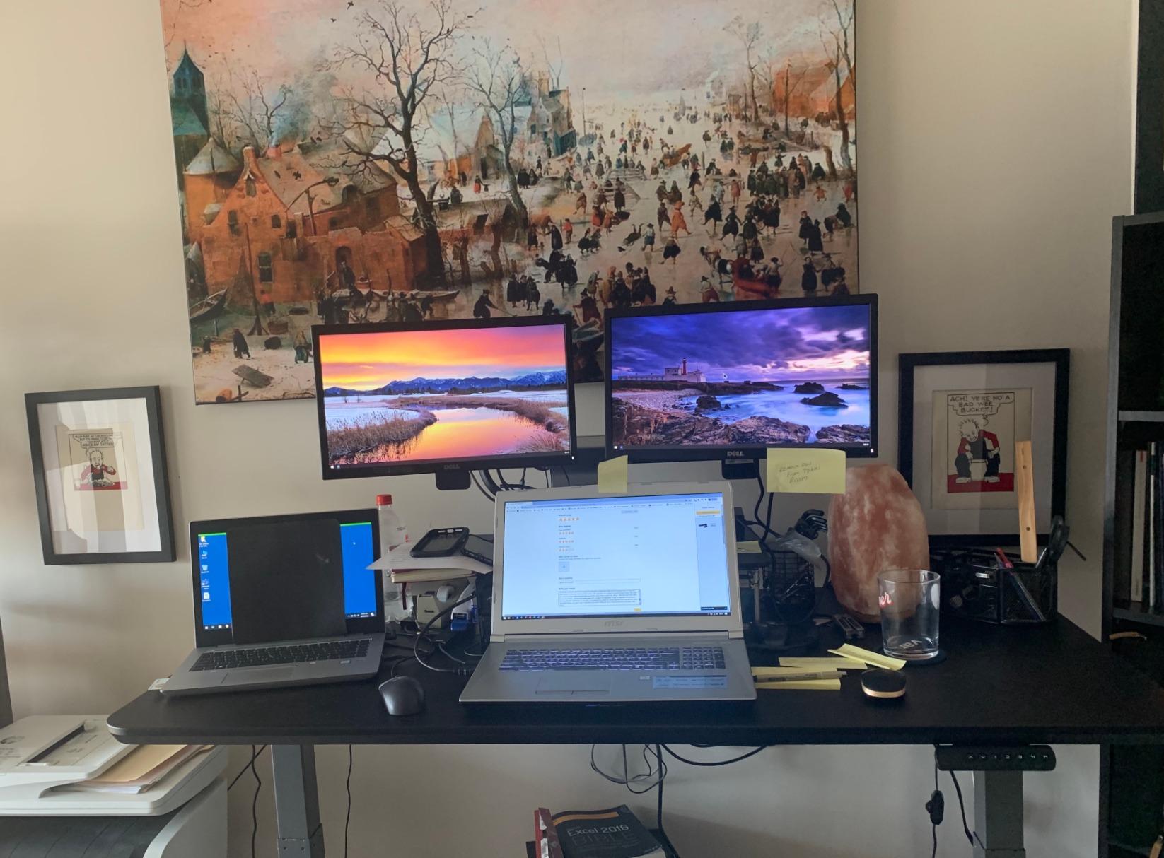 Vari Classic Electric Standing Desk - 72x30 - Reclaimed Wood/Slate customer photo 1