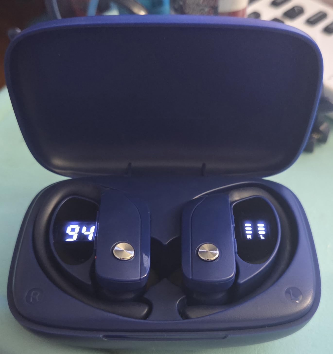 bmani Ear Buds Wireless Earbuds Bluetooth Headphones with 80H Playtime LED Display Case, Over-Ear Hook with Mic, Stereo Sound, Easy Button Controls, Sports Earphones for Running Workout Gym Black customer photo 1