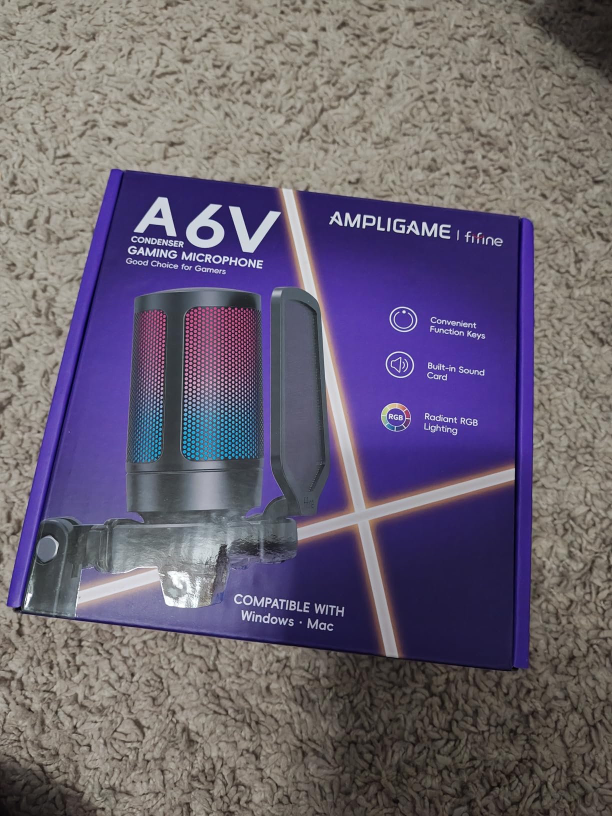 FIFINE AmpliGame A6V USB Gaming Microphone, Condenser RGB Mic for Streaming | Quick Mute, RGB, Gain Control, Tripod Stand, Pop Filter, Shock Mount, for PC/PS5 Discord Twitch Podcasts Videos- AmpliGame customer photo 2