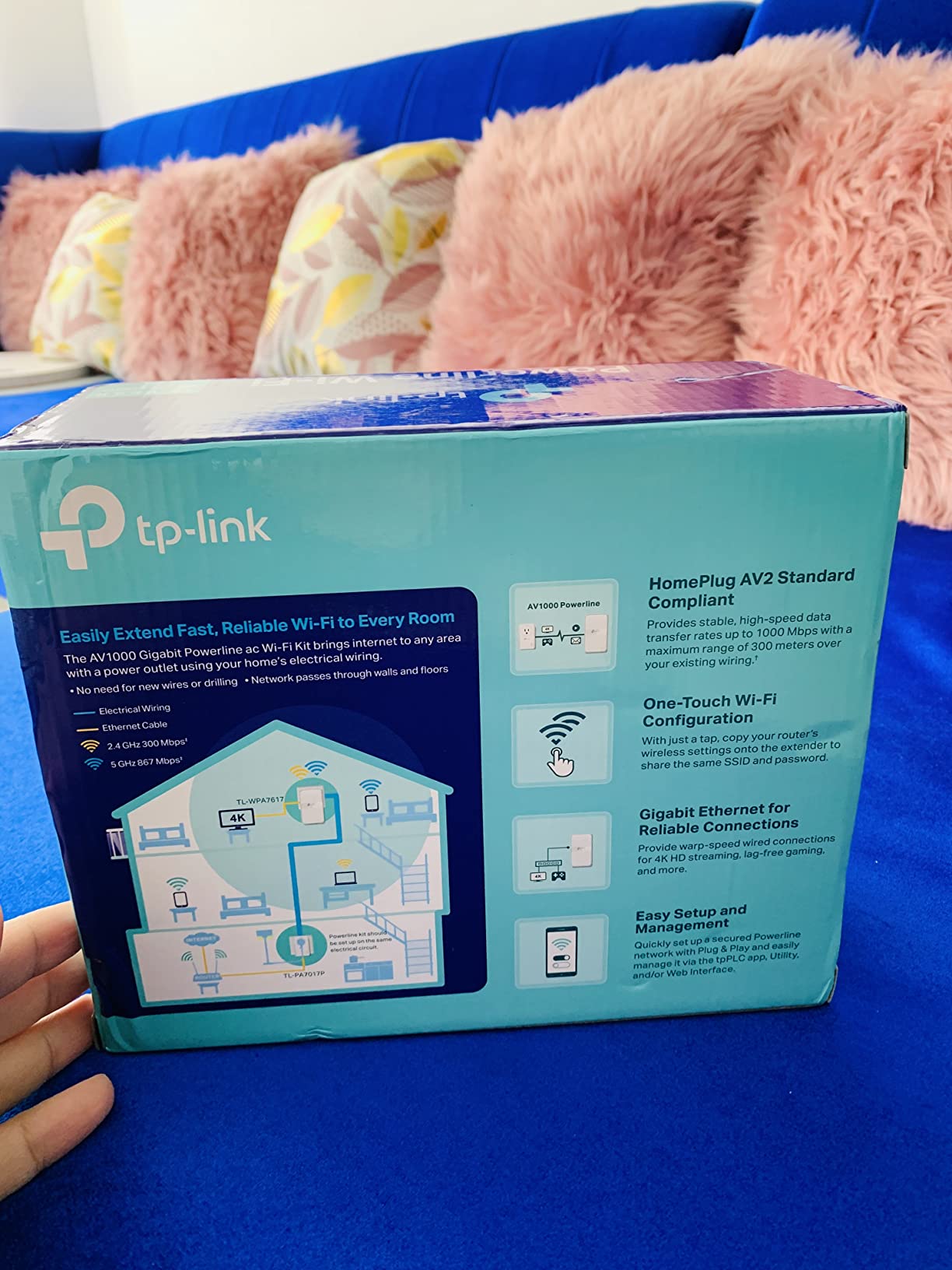 TP-Link AV1000 Powerline Ethernet Adapter WiFi Extender Kit, Passthrough | Includes AV1000 Powerline Adapter and AC1200 Dual Band Extender, Gigabit Port, OneMesh, Plug Pair & Play (TL-WPA7617 KIT) customer photo 2
