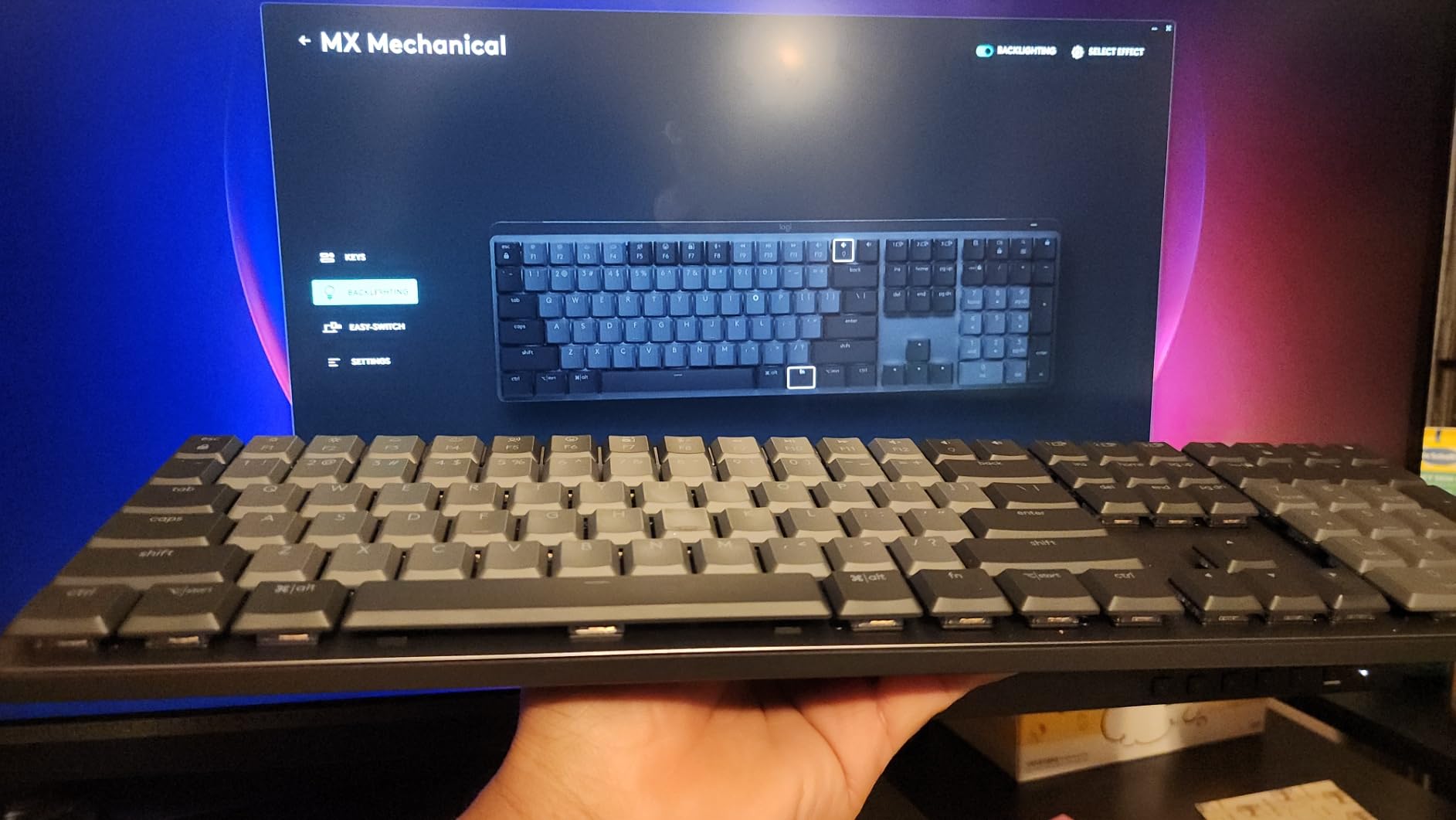 Logitech MX Mechanical Wireless Illuminated Performance Keyboard Clicky | Low-profile full-size, 3 device Bluetooth pairing, Smart backlight auto-adjusts, USB-C rechargeable, Up to 15 day battery customer photo 1