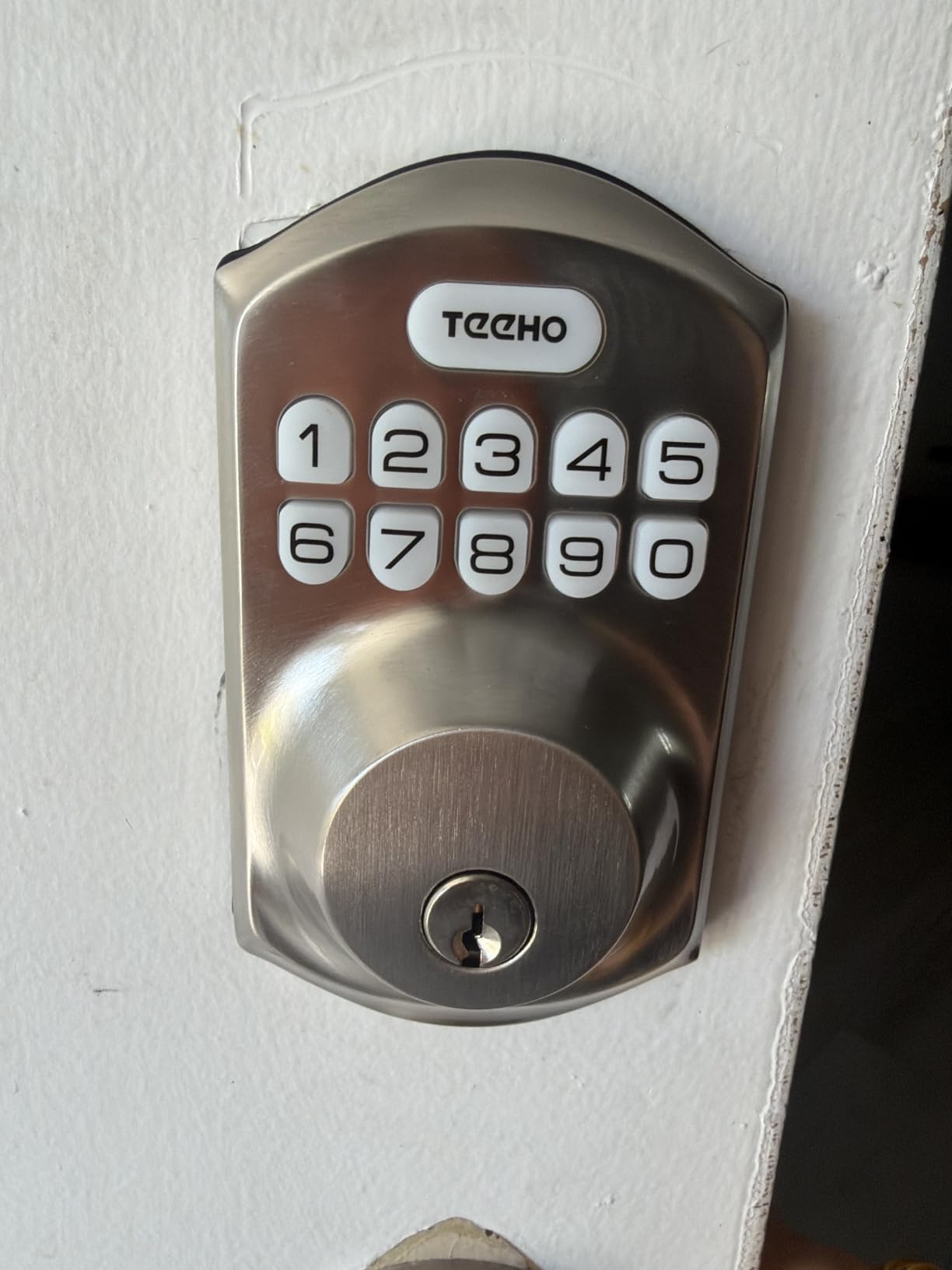 TEEHO TE001 Keyless Entry Deadbolt with Keypad for Front Door, Satin Nickel | ANSI Grade 3 Security, 20 User Codes, Low Battery Alert, IP54 Waterproof, One Touch Lock, Anti-Peep Password & 2 Backup Keys customer photo 1
