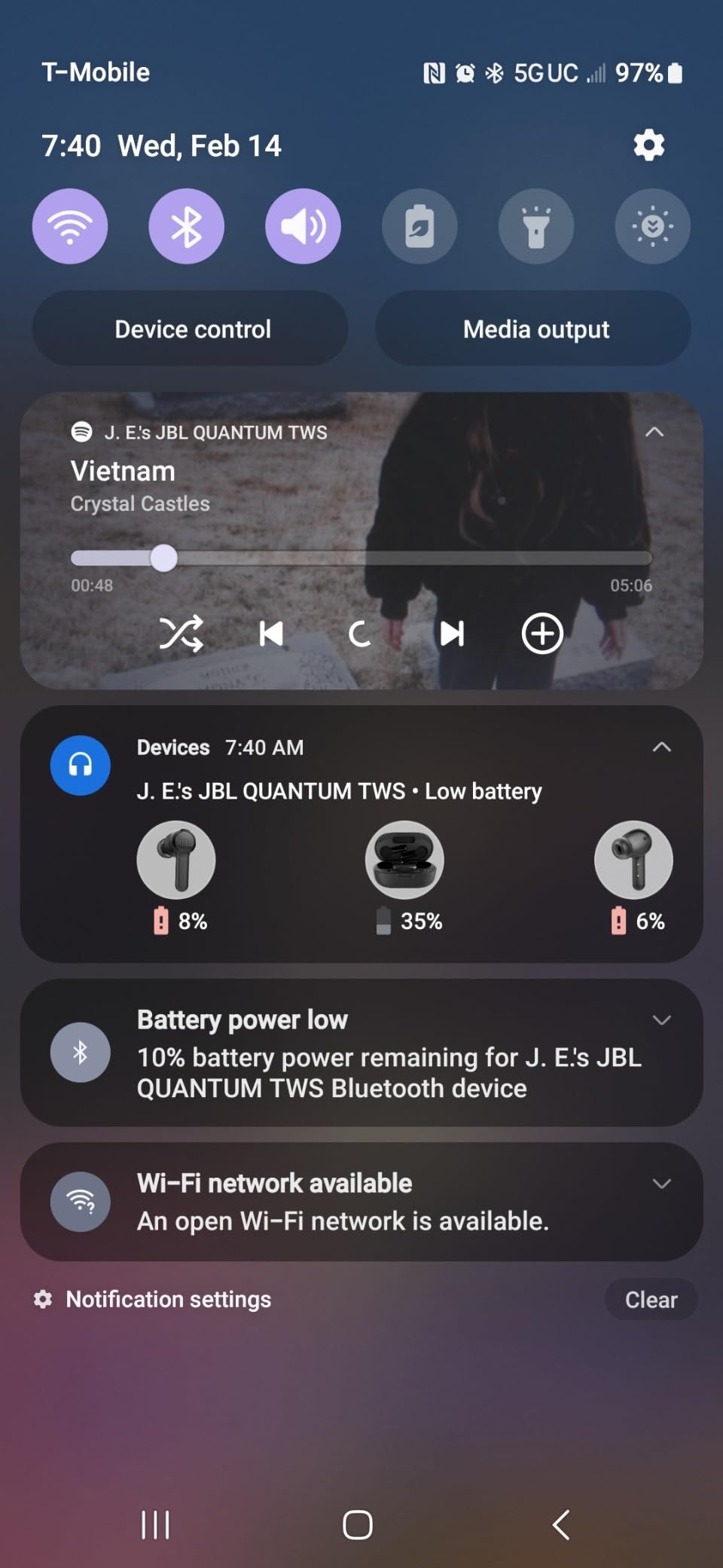 JBL Quantum TWS - Cancelling Gaming Earbuds - Black | JBL QuantumSURROUND, Low latency wireless connection, Fast Pair and JBL Dual Source, Be heard with beamforming microphones customer photo 2