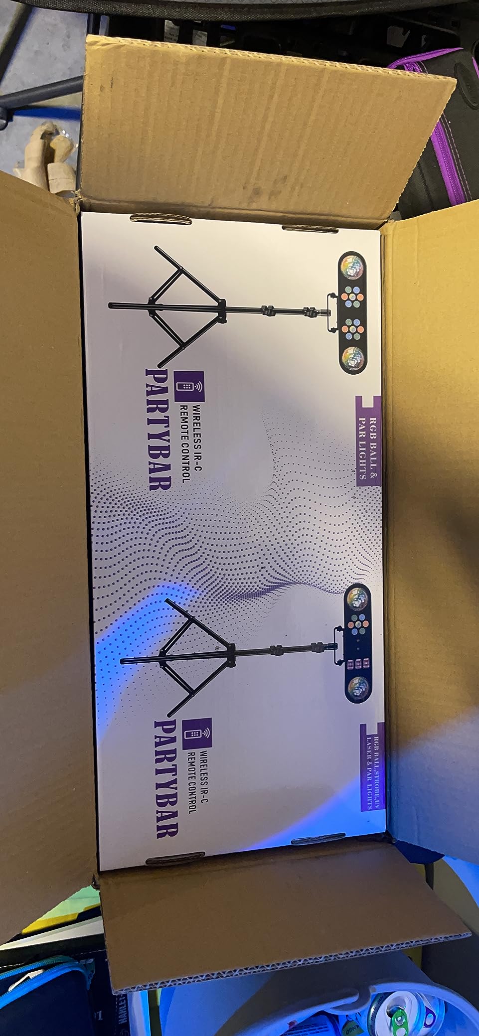 Telbum DJ Lights with Stand, 5 in 1 Party Bar Light Set with Rotating Ball, Strobe, UV, Colorful LED Par Light and Pattern, Sound Activated DJ Lighting System for Disco Stage Gig Band Wedding customer photo 2