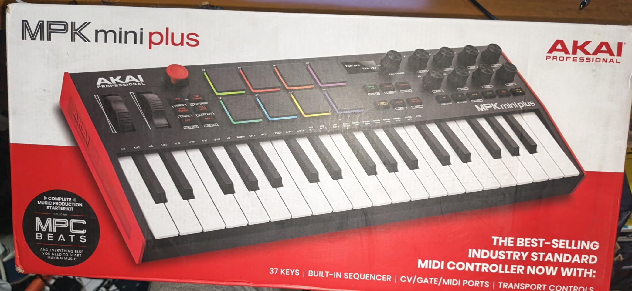 Akai Professional MPK Mini Plus 37-Key USB MIDI Keyboard Controller | Velocity-Sensitive Mini Keys, 8 MPC Pads, 64 Step Sequencer, MIDI/CV/Gate I/O, Software Suite Included, for Beat Makers customer photo 2