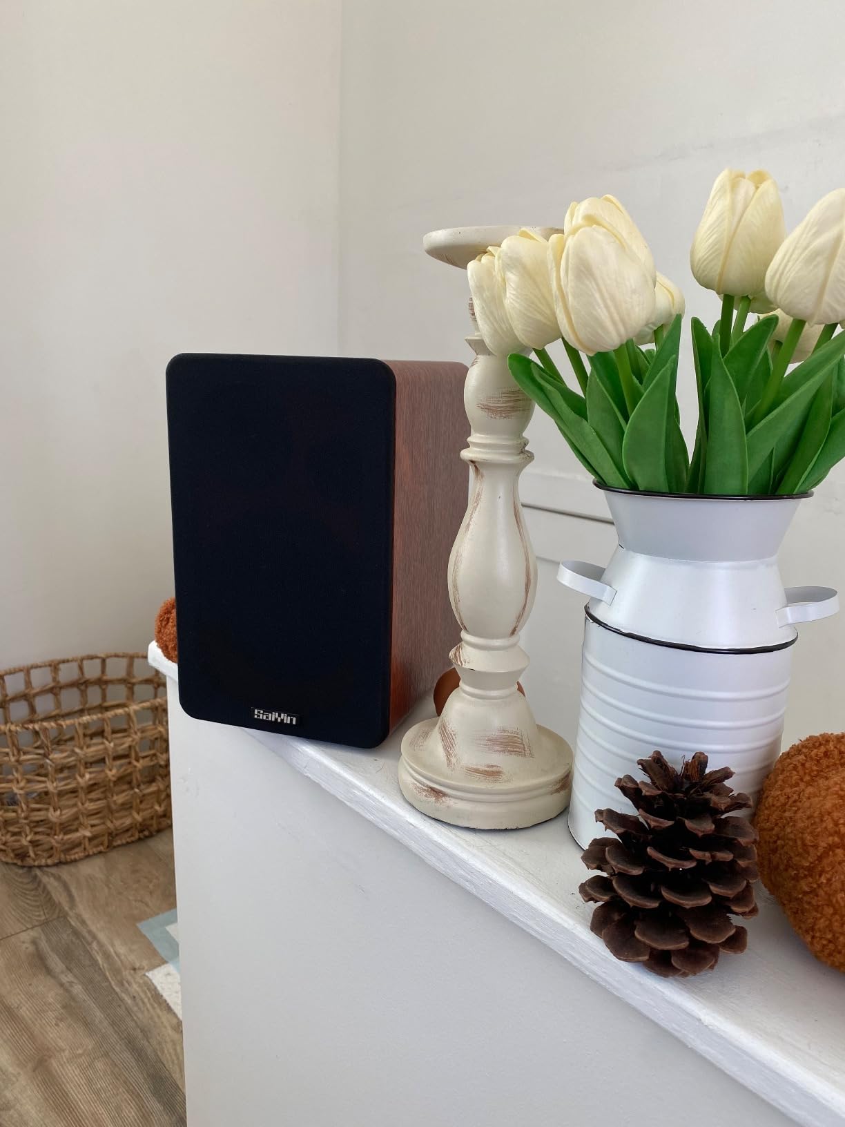Saiyin Powered Bluetooth Bookshelf Speakers | 30W*2, 3.75 Inches Woofer, Bluetooth/Optical/Auxiliary/RCA Inputs, TV/Turntable/Record Player/Computer/PC customer photo 2