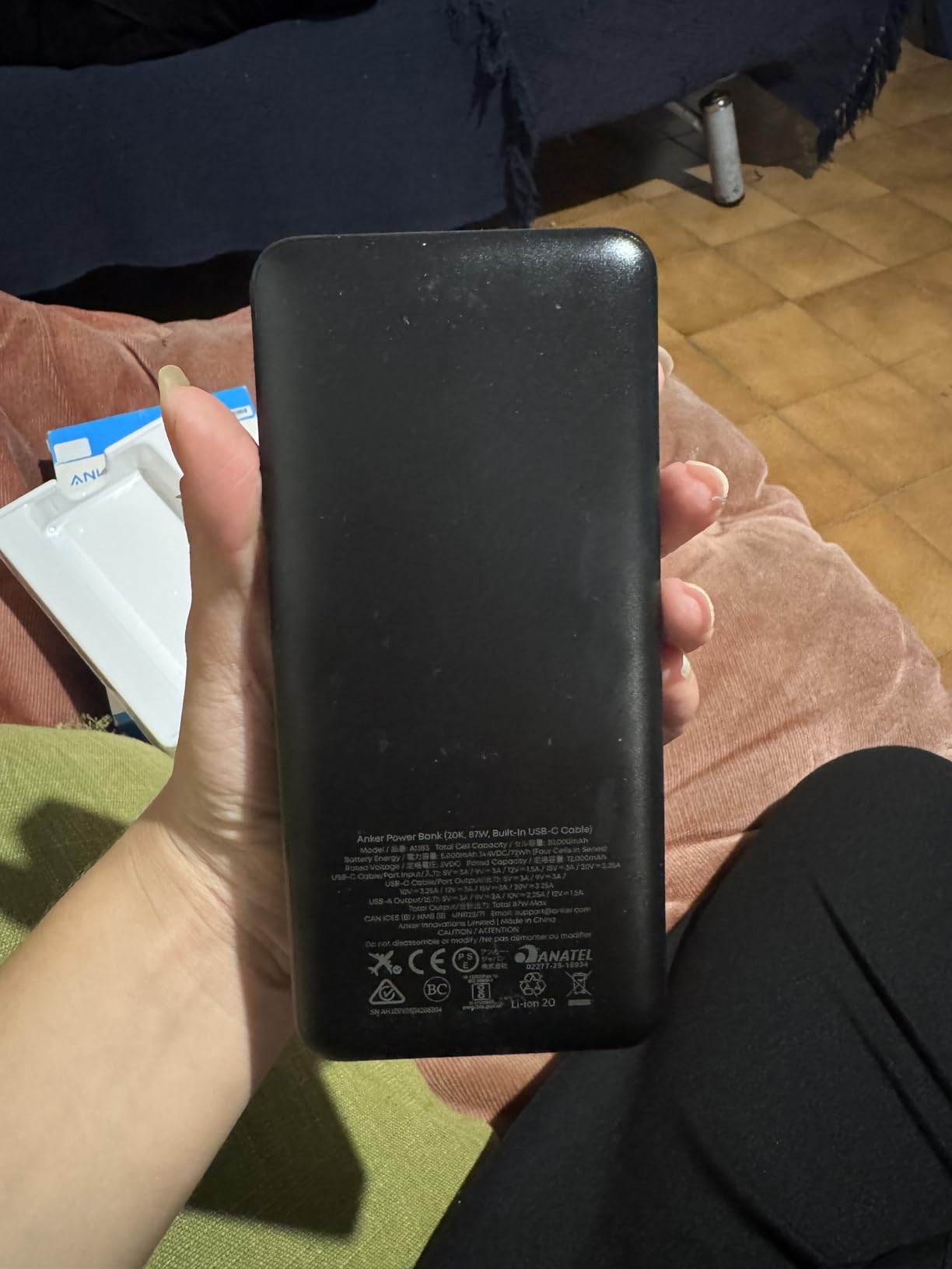 Anker Power Bank, 20,000mAh Travel Essential, Built-in USB-C Cable(Black) | 1 USB-C and 1 USB-A port, for MacBook Pro/Air, iPhone 17/16/15/14, Samsung, Switch and more customer photo 2