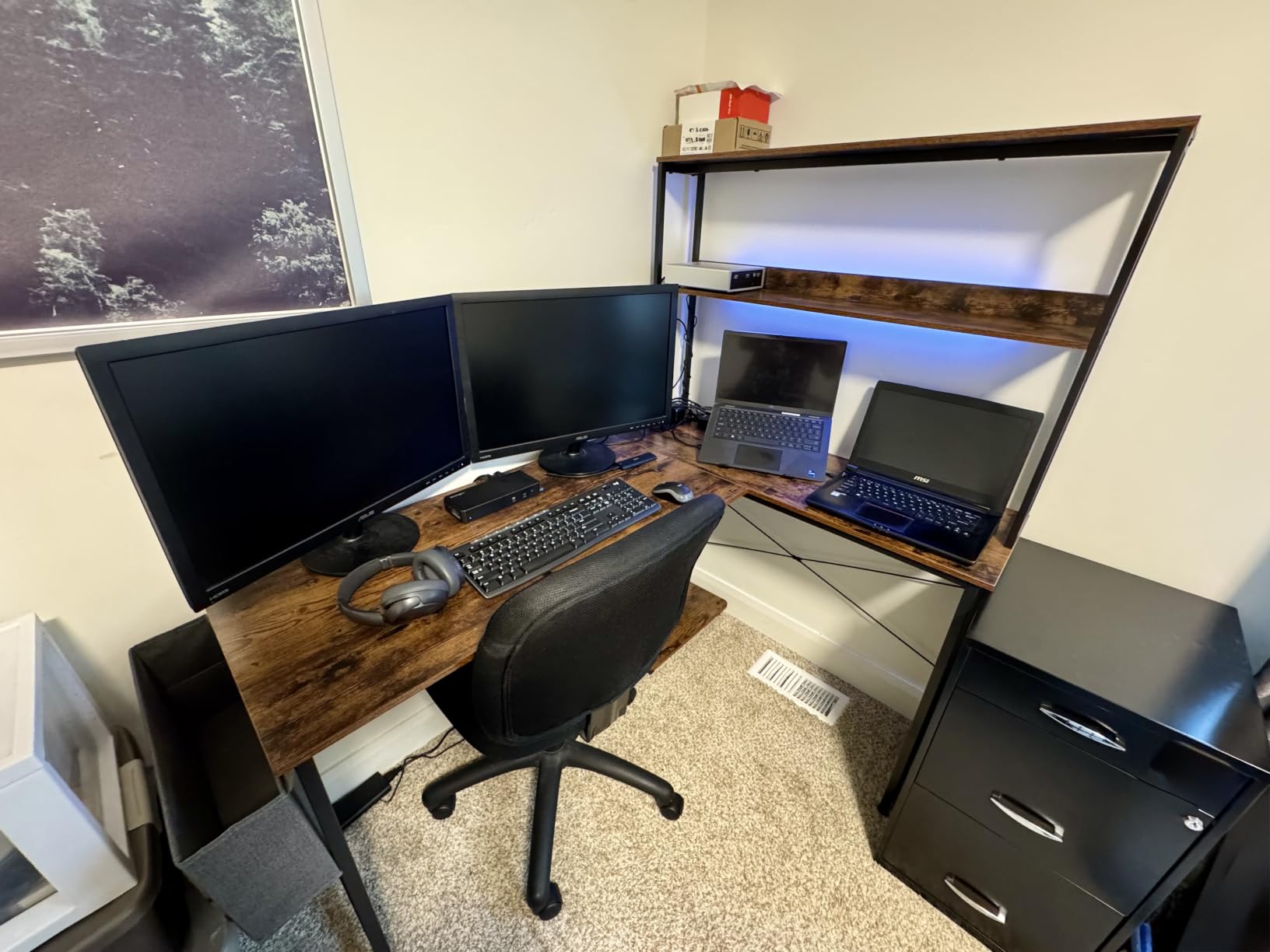 AODK L Shaped Desk Gaming Desk with LED Light & Power Outlet customer photo 1