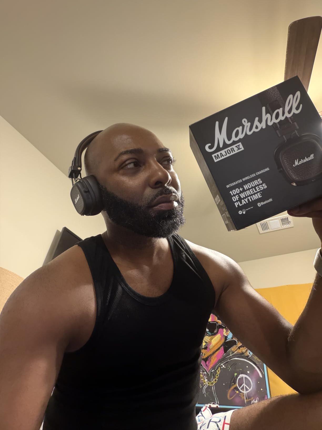Marshall Major V Wireless On-Ear Bluetooth Headphones - 100+ Hr Playtime | Detachable Audio Cable | Microphone for Calls | Lightweight, Foldable Design for Travel - Cream customer photo 2