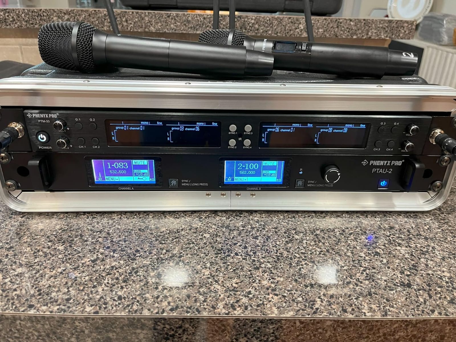 Phenyx Pro Dual True Diversity Auto Scan Wireless Microphone System PTAU-2 | Dynamic Handheld Mics, ID Lock, Tunable Power Level, Spectrum Analyzer, Mics for Stage, Studio Recording, Church, Wedding, DJ customer photo 1