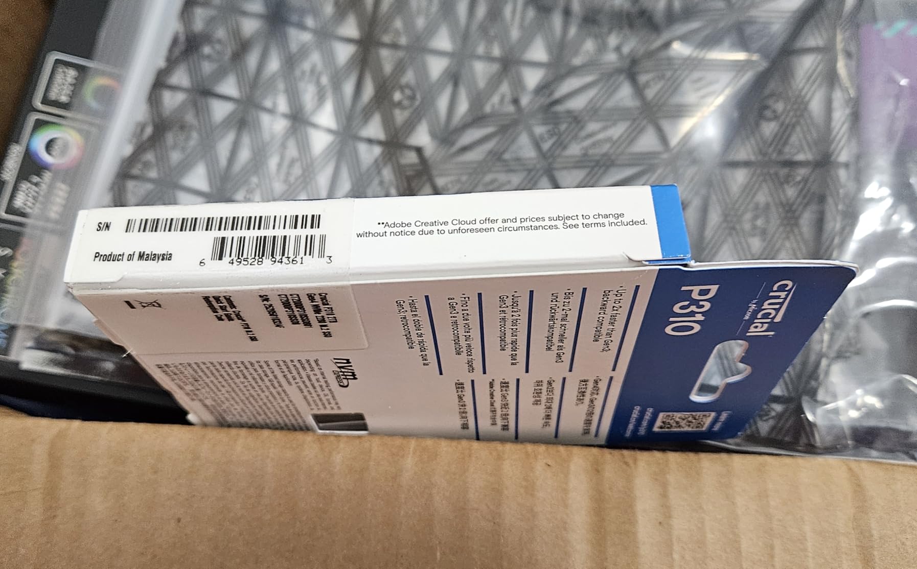 Crucial P310 1TB SSD, PCIe Gen4 NVMe M.2 2280, Up to 7,100MB/s, for Laptop, Desktop (PC), & Handheld Gaming Consoles, Includes Acronis Data Recovery Software, Solid State Drive - CT1000P310SSD801 customer photo 1