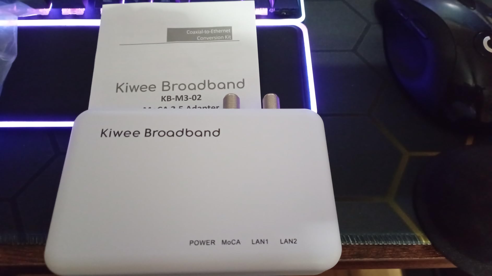 Kiwee Broadband MoCA 2.5 Adapter with Dual 2.5GbE Ports (2-Pack) | High-Speed Ethernet Over Coaxial | 2.5Gbps Wired LAN for Streaming, Gaming, Mesh WiFi | Includes Coax & Ethernet Cables | KB-M3-02 customer photo 1