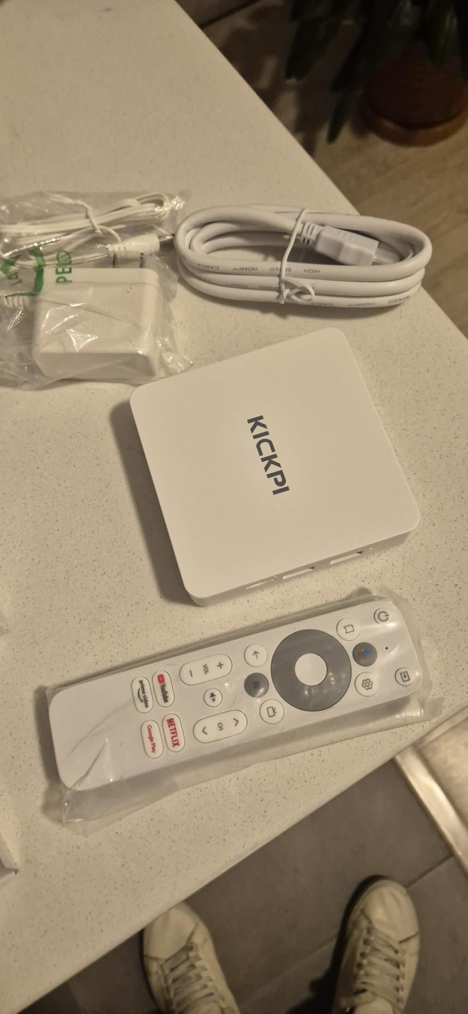 KP1 Android TV Box Google Certified 4K Streaming Device with Voice Search 2GB RAM 16GB ROM, Dolby Audio, Bluetooth 5.0 Chromecast Built-in, Smart Home Control (White) customer photo 2