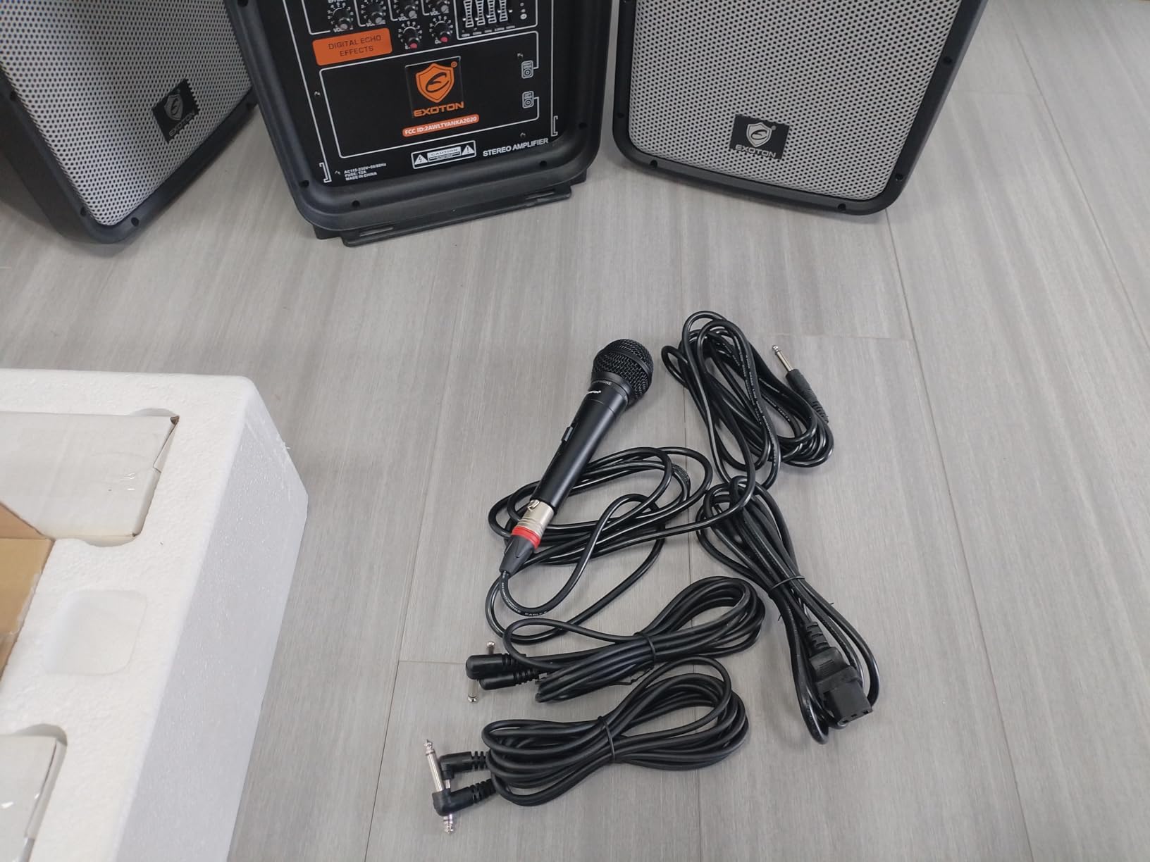 EXOTON EP-210 10inch PA System with 8-Channel Mixer | Portable 600W Bluetooth Speakers, USB/SD/FM/5-band EQ, Includes 2 Speaker Stands/ Mic/48V Phantom Power, for Indoor & Outdoor customer photo 1
