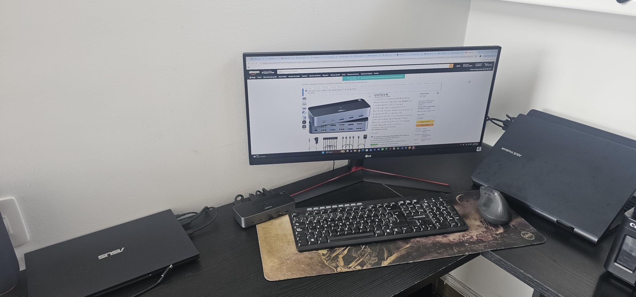 UGREEN HDMI KVM Switch 2 Monitors 2 Computers 4K@60Hz, with 4 USB 3.0 Ports | for 2 Computers Sharing 2 Monitors Keyboard Mouse Printer Webcam, with 4 HDMI + 2 USB Cables, Power Adapter and Controller customer photo 1