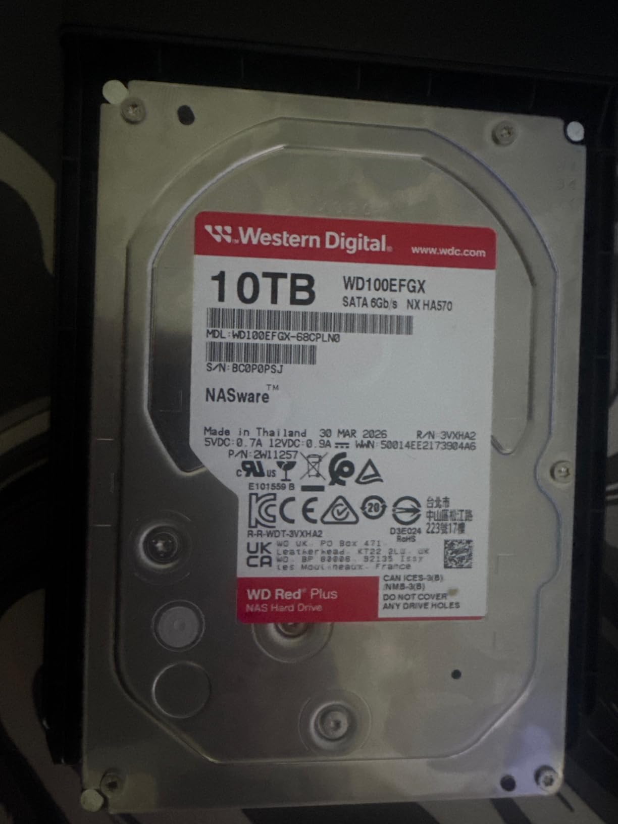 Western Digital 12TB WD Red Plus NAS Internal Hard Drive HDD - 7200 RPM, SATA 6 GB/s, CMR, 512 MB Cache, 3.5