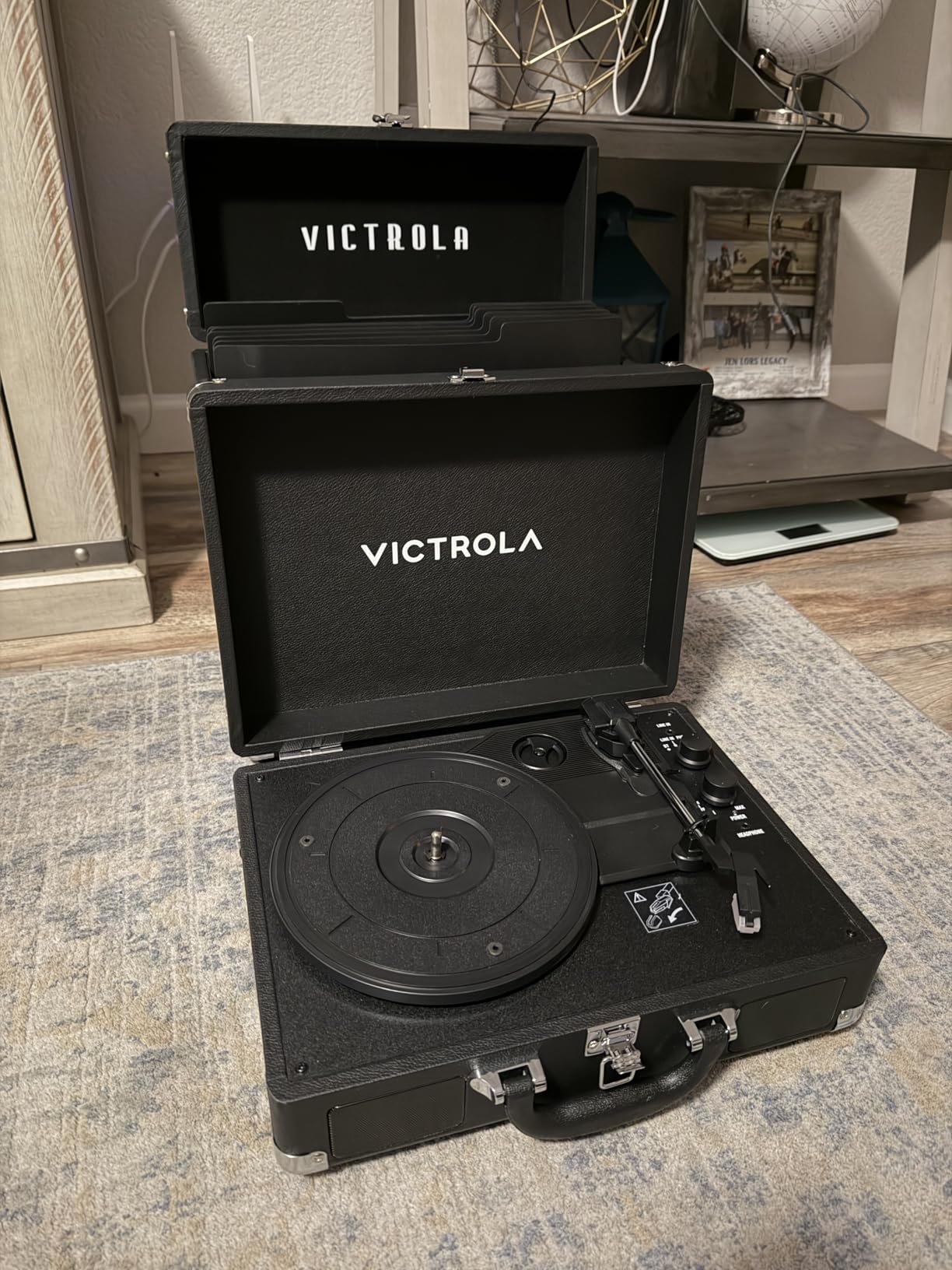 Victrola Journey II - Bluetooth Suitcase Record Player - Black | Built-in stereo speakers, 3-speed turntable plays 7