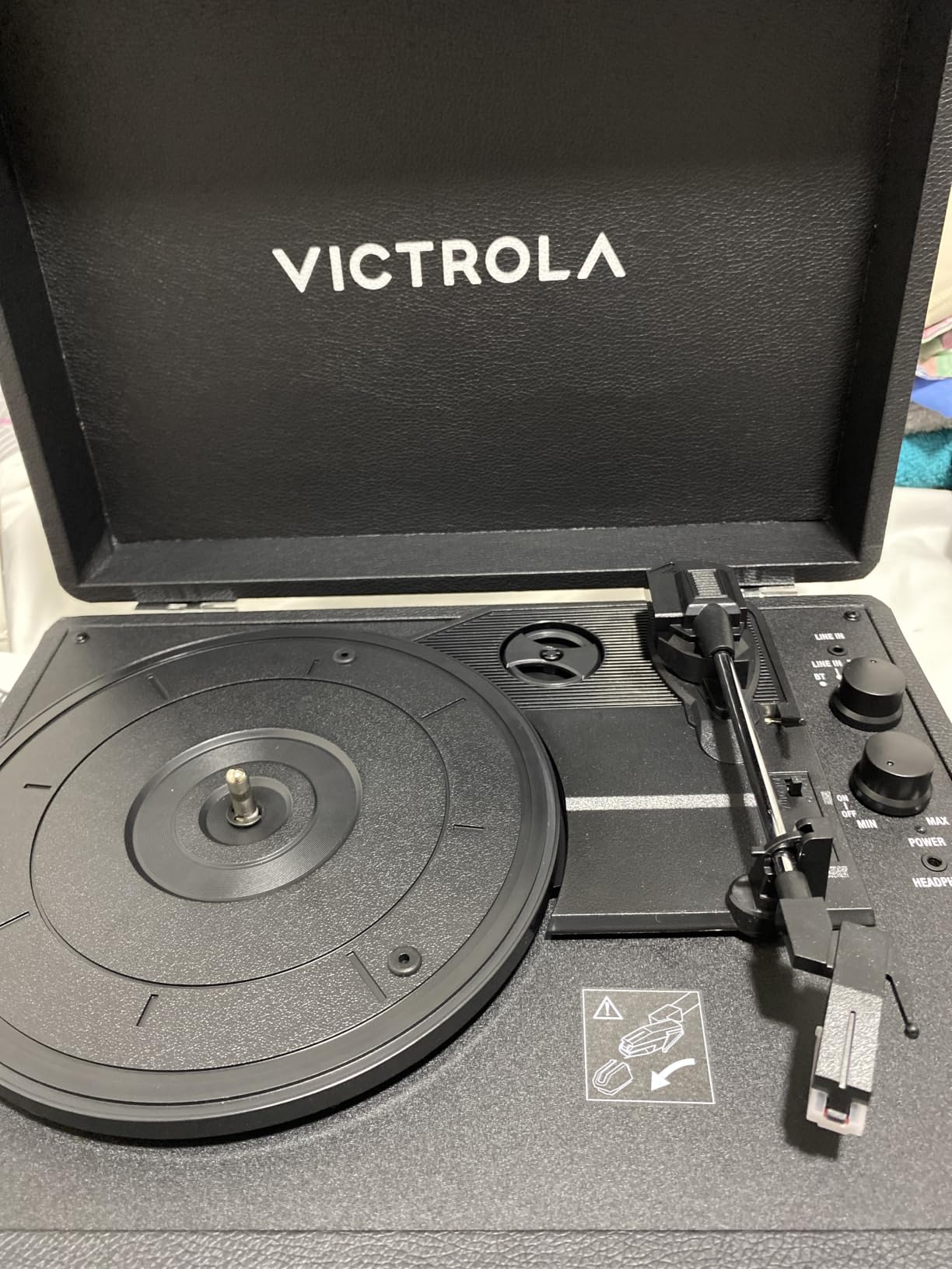 Victrola Journey II - Bluetooth Suitcase Record Player - Black | Built-in stereo speakers, 3-speed turntable plays 7