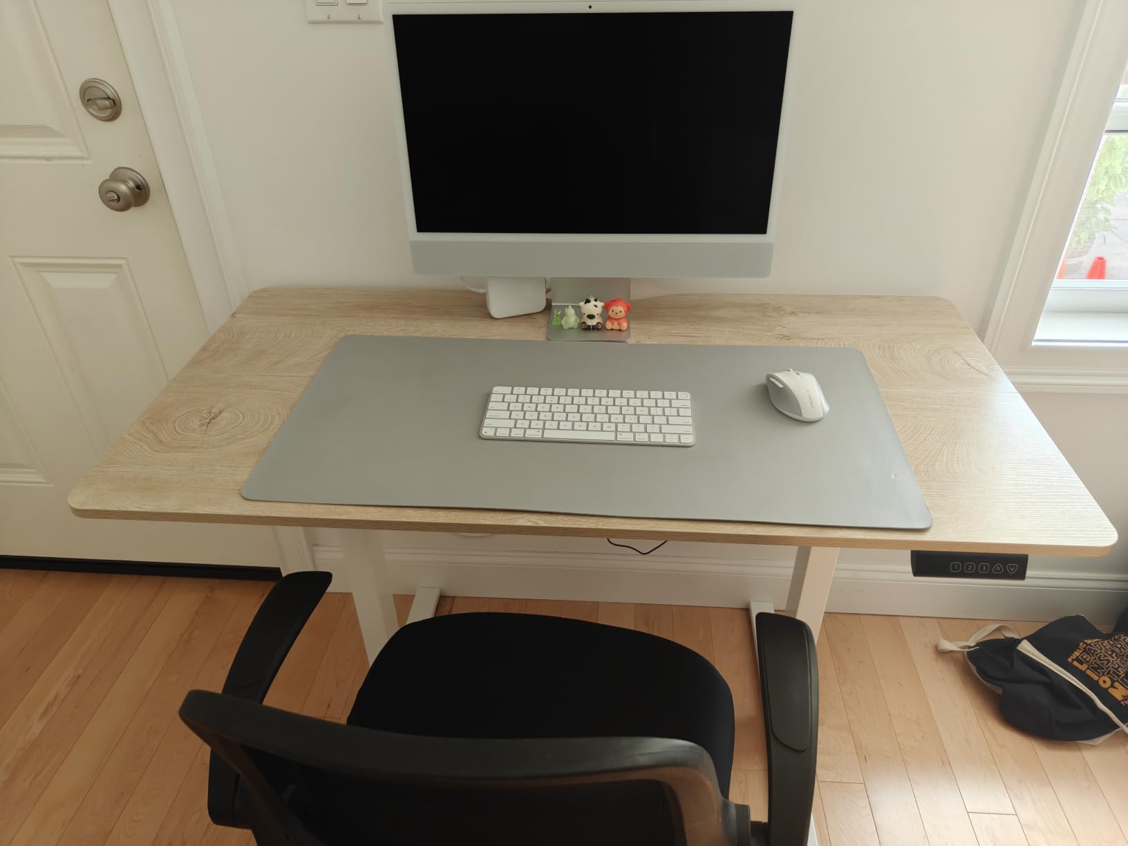 FEZIBO Standing Desk 48 × 24 Inch Electric Height Adjustable, Maple | Sit and Stand Up Adjustable Desk, Home Office Computer Desk with 3 Customizable Memory Presets customer photo 2