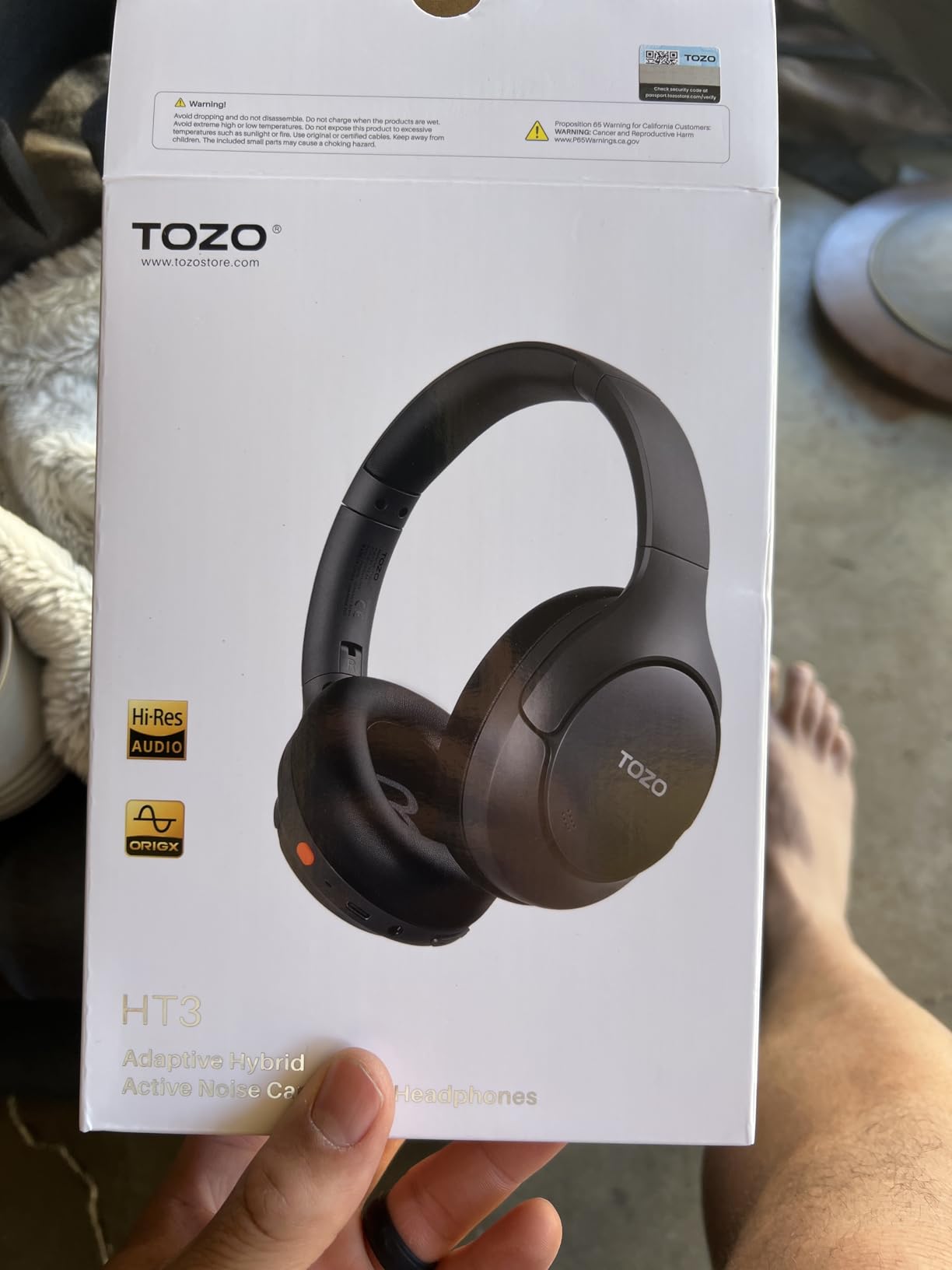 TOZO HT3 Hybrid Noise Cancelling Wireless Headphones, 90H Over Ear Headset | Hi Res Audio, AI Voice Assistant, Dual Device Connection, 32 Custom EQs, Built In 5 Mics, ANC, Foldable, Bluetooth 6.0 Black customer photo 1