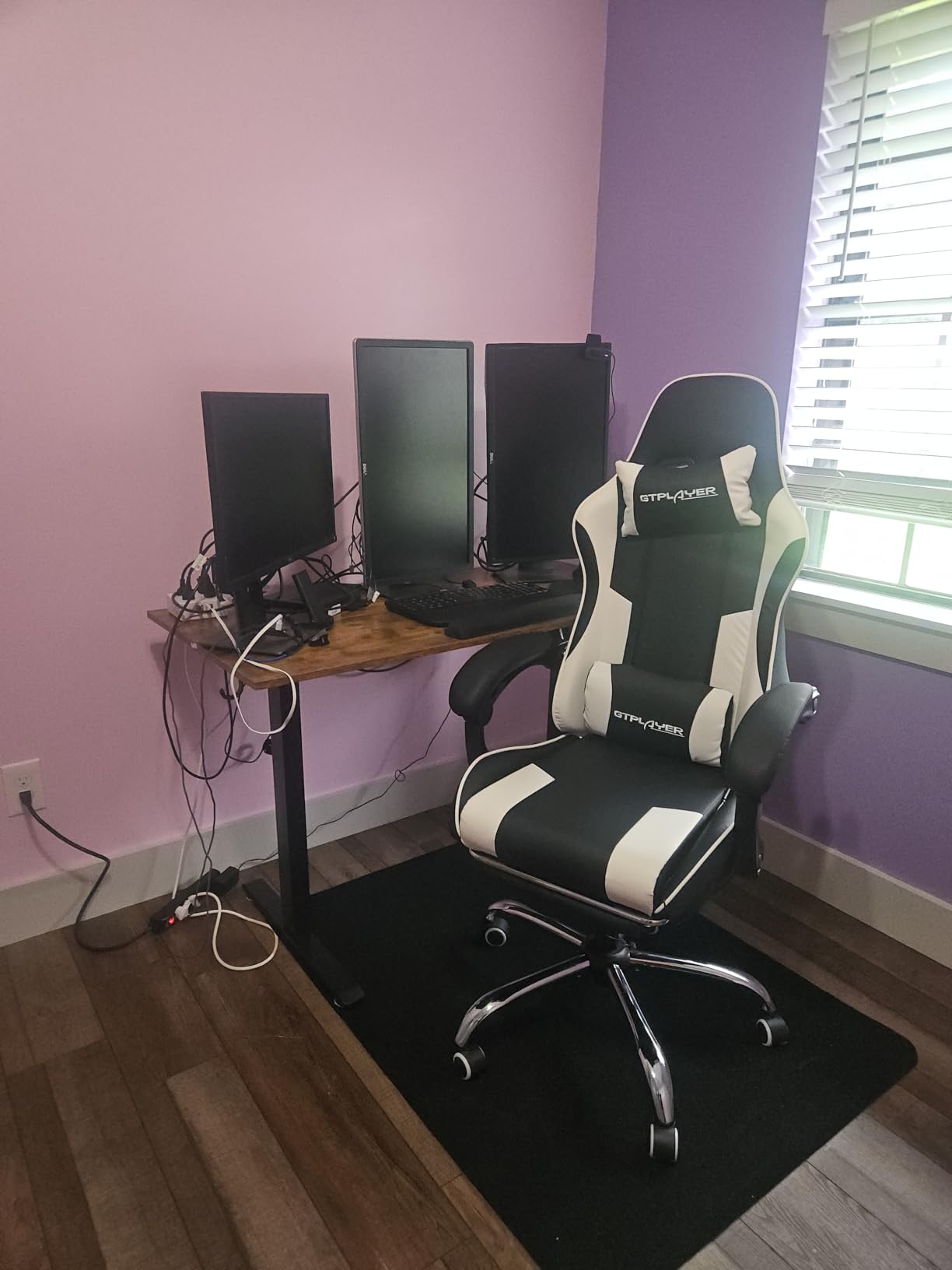 GTPLAYER Gaming Chair, Computer Chair with Footrest and Lumbar Support, Height Adjustable Game Chair with 360°-Swivel Seat and Headrest (Pearl White) customer photo 2