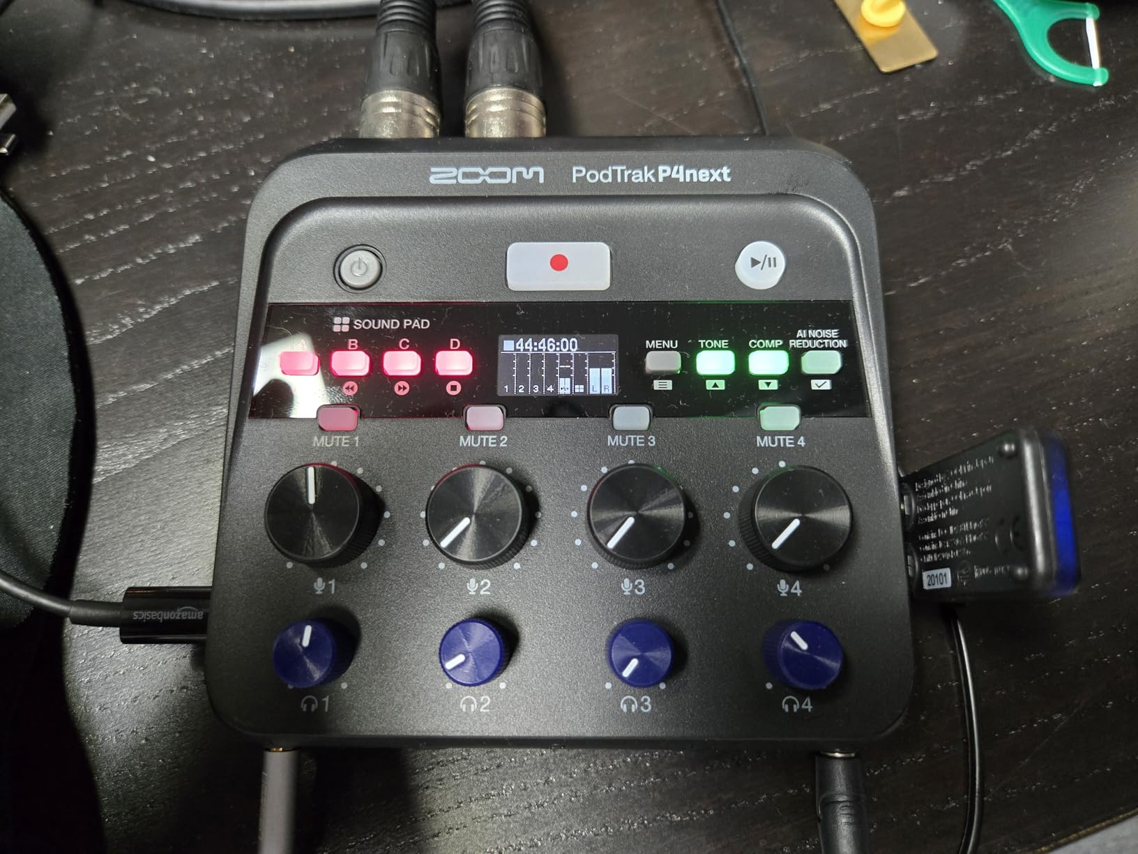 Zoom PodTrak P4next Podcast Recorder with 4 Inputs + AI Noise Reduction | 4 Mic Inputs, 4 Headphone Outputs, Sound Pads, Phone Input, USB Audio Interface, Battery Powered for Podcasting customer photo 2