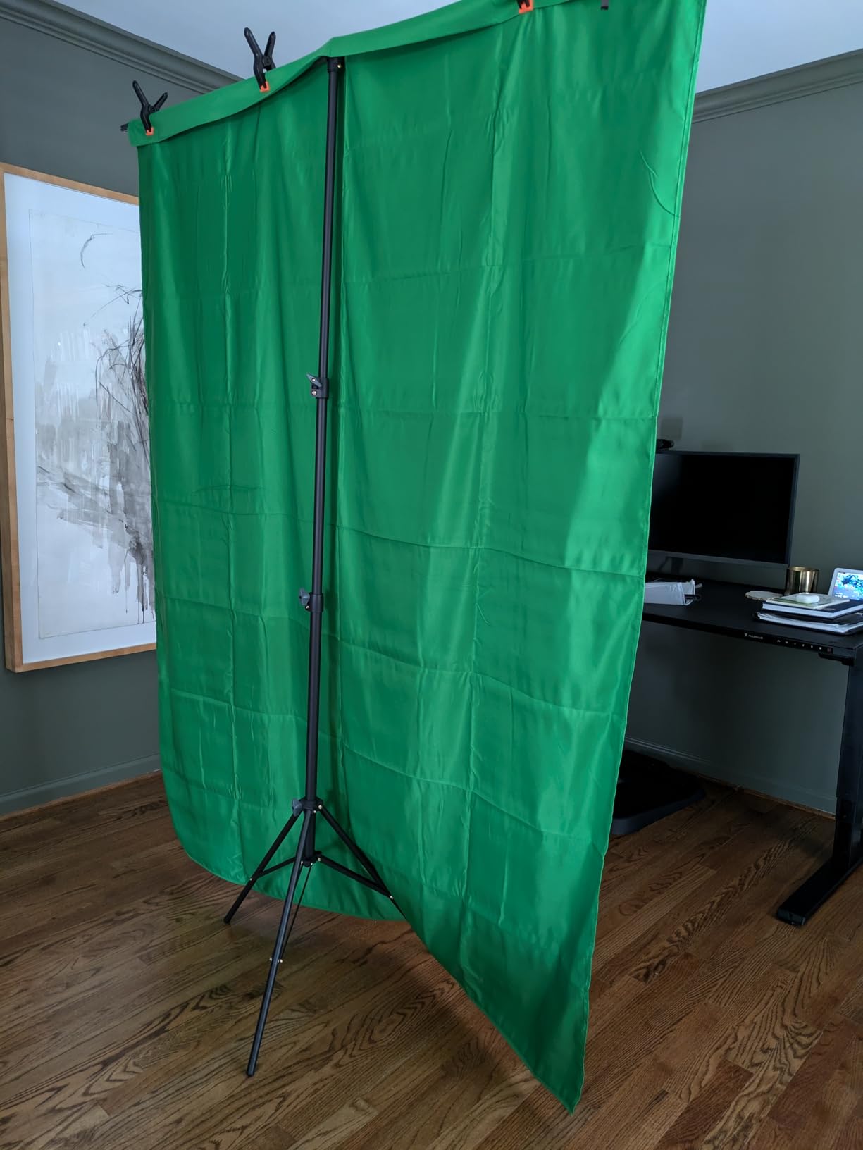 Hemmotop Wider Green Screen Backdrop with Stand, 8x7.5ft Background Kit | Solid Chroma Green, Polyester Cloth, Perfect for Streaming Video Calls Zoom Studio, Ideal for Content Creators, Photography customer photo 2