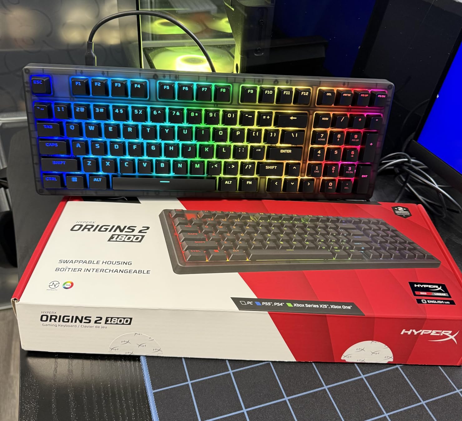 HyperX Origins 2 1800 - Gaming Keyboard, PC, Swappable Housing, Hotswap Switches, High Profile, 1800 Layout, 8k Polling, Adjustable Angle, Mechanical Switches customer photo 1