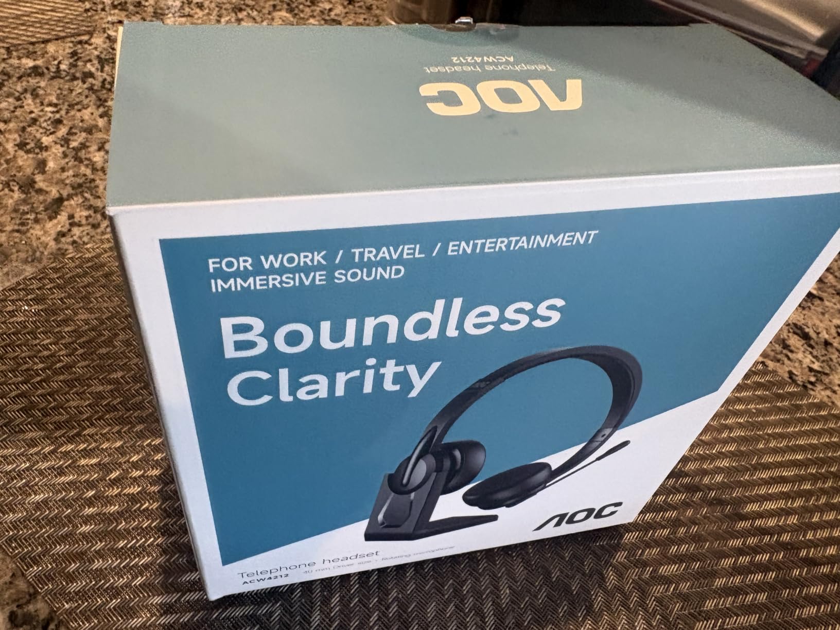 AOC Wireless Headset with Mic for Work, Bluetooth 5.4 Wireless Headset with AI Noise Canceling Mics, USB A/C Dongle, Charging Base & Mic Mute, Wireless Headphones for Laptop, PC (Classic Black) customer photo 1