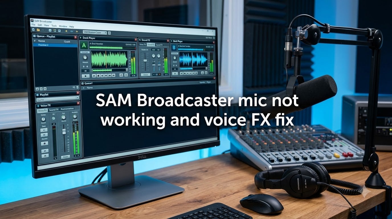 SAM Broadcaster mic not working and voice FX fix