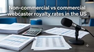 Non-commercial vs commercial webcaster royalty rates in the US