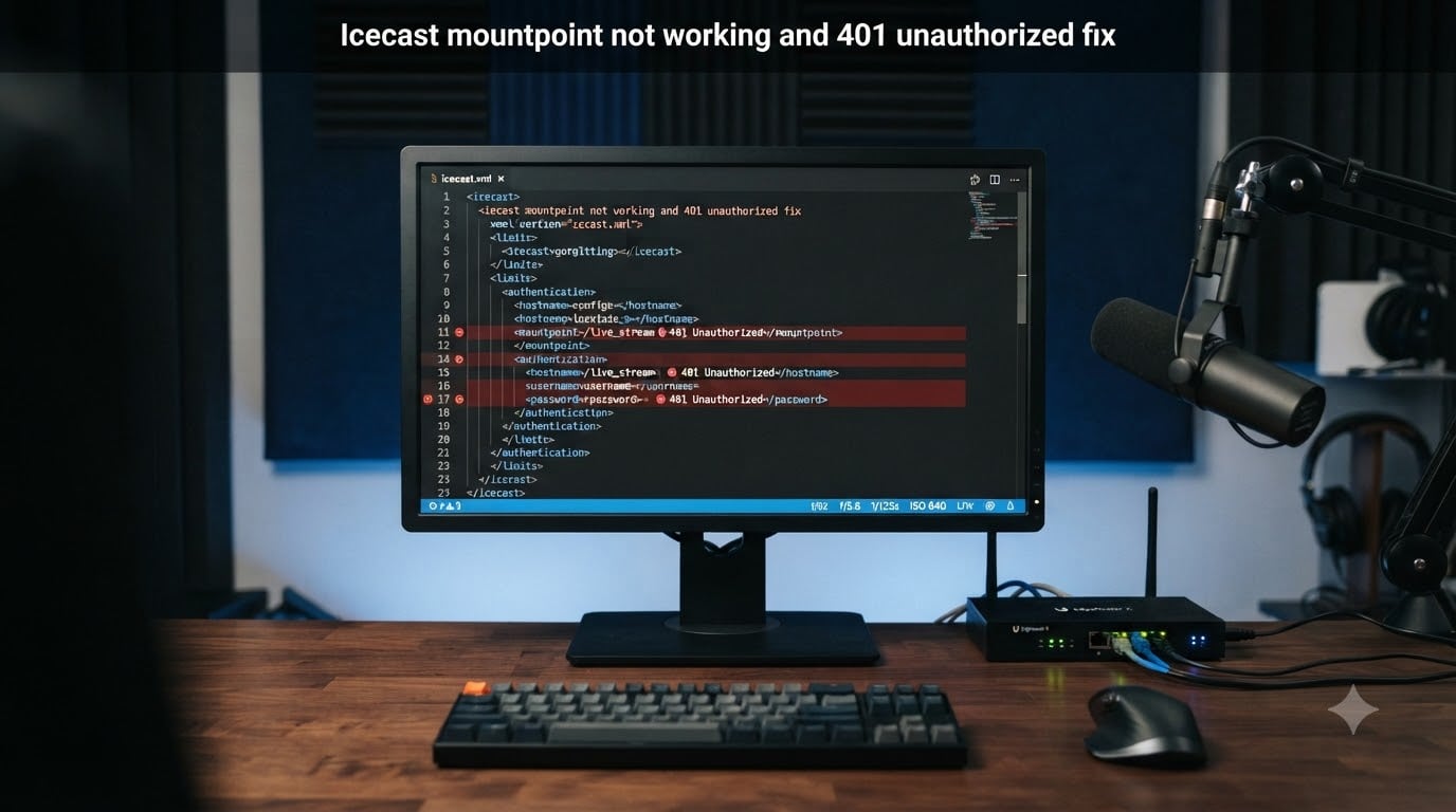 Icecast mountpoint not working and 401 unauthorized fix