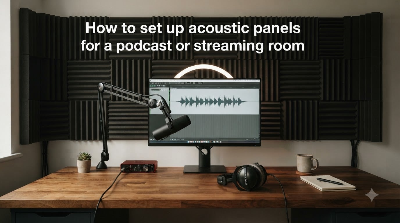 How to set up acoustic panels for a podcast or streaming room
