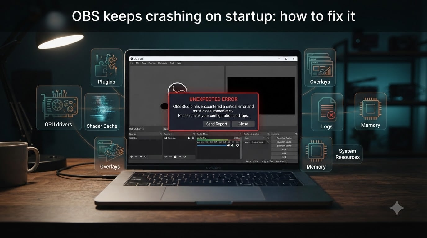 OBS keeps crashing on startup: how to fix it