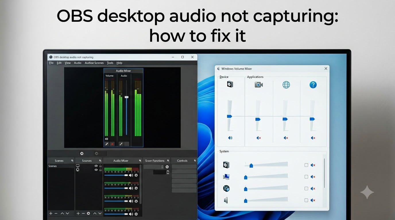 OBS desktop audio not capturing: how to fix it
