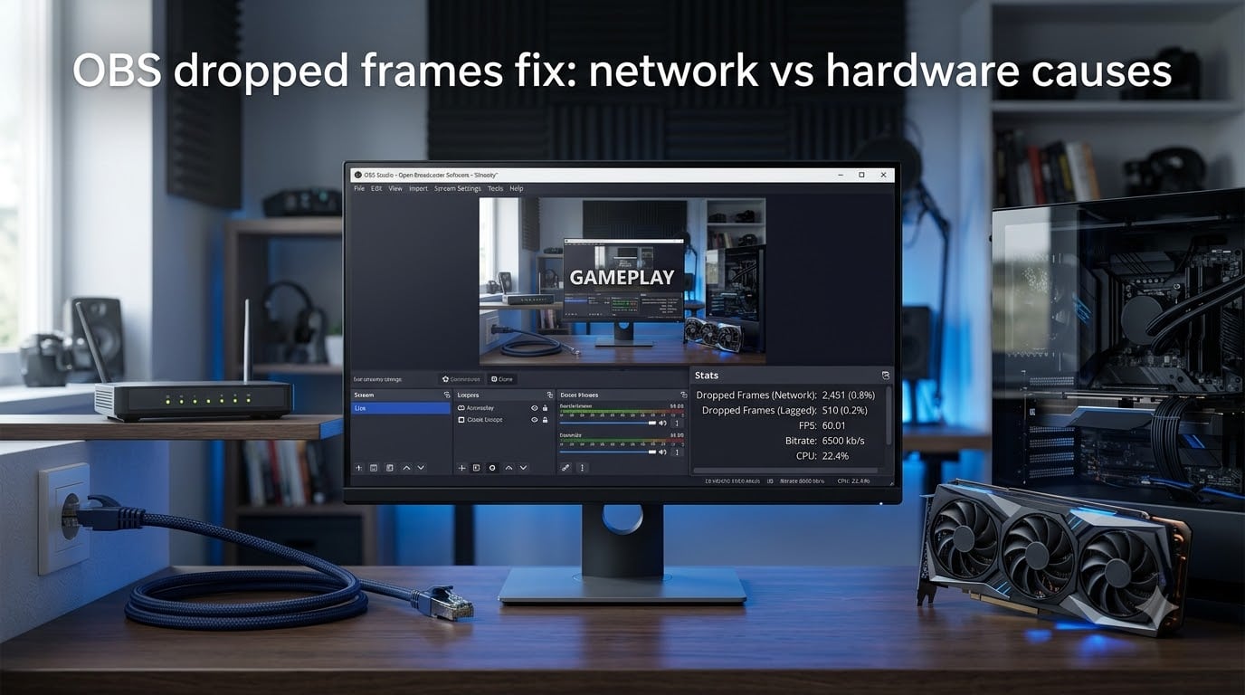 OBS dropped frames fix: network vs hardware causes