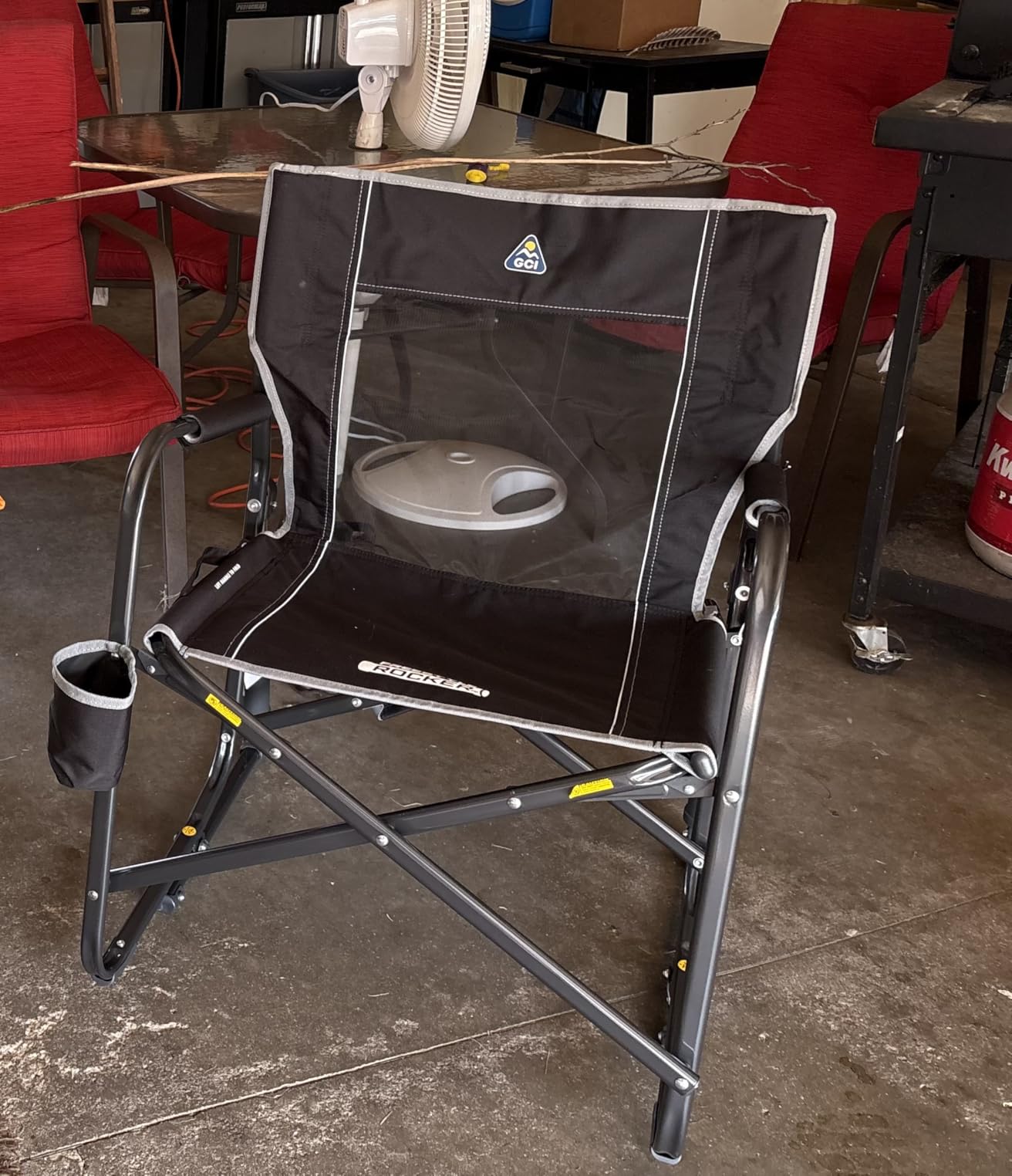GCI OUTDOOR Freestyle Rocker Camping Chair | Portable Folding Rocking Chair with Solid, Durable Armrests, Drink Holder & Comfortable Backrest — Indigo Blue customer photo 2