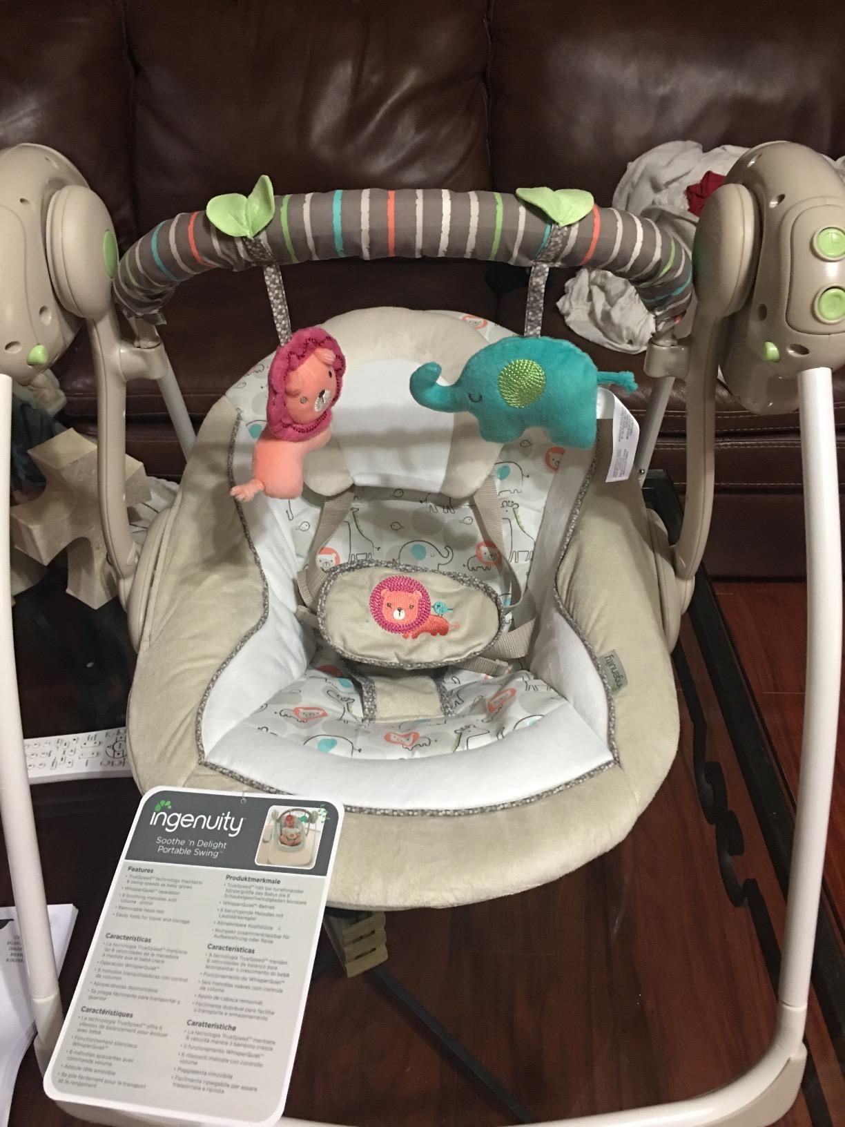 Ingenuity Soothe 'n Delight Portable Baby Swing for Infant, Newborn to 9M customer photo 1