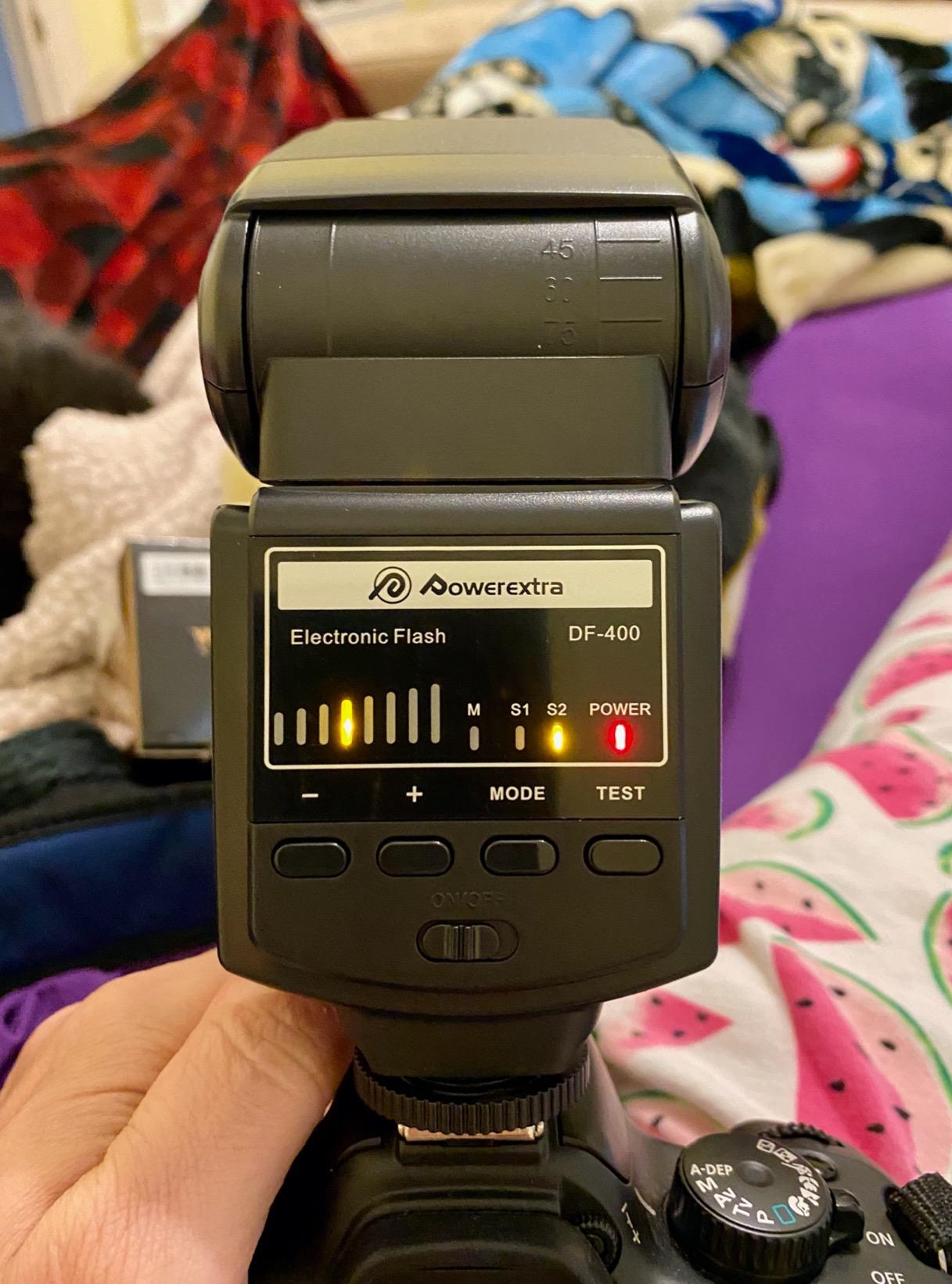Powerextra Professional DF-400 Speedlite Camera Flash for Canon Nikon Pentax Samsung Fujifilm Olympus Panasonic Sigma Minolta Leica Ricoh DSLR Cameras and Digital Cameras with Single-Contact Hotshoe customer photo 2