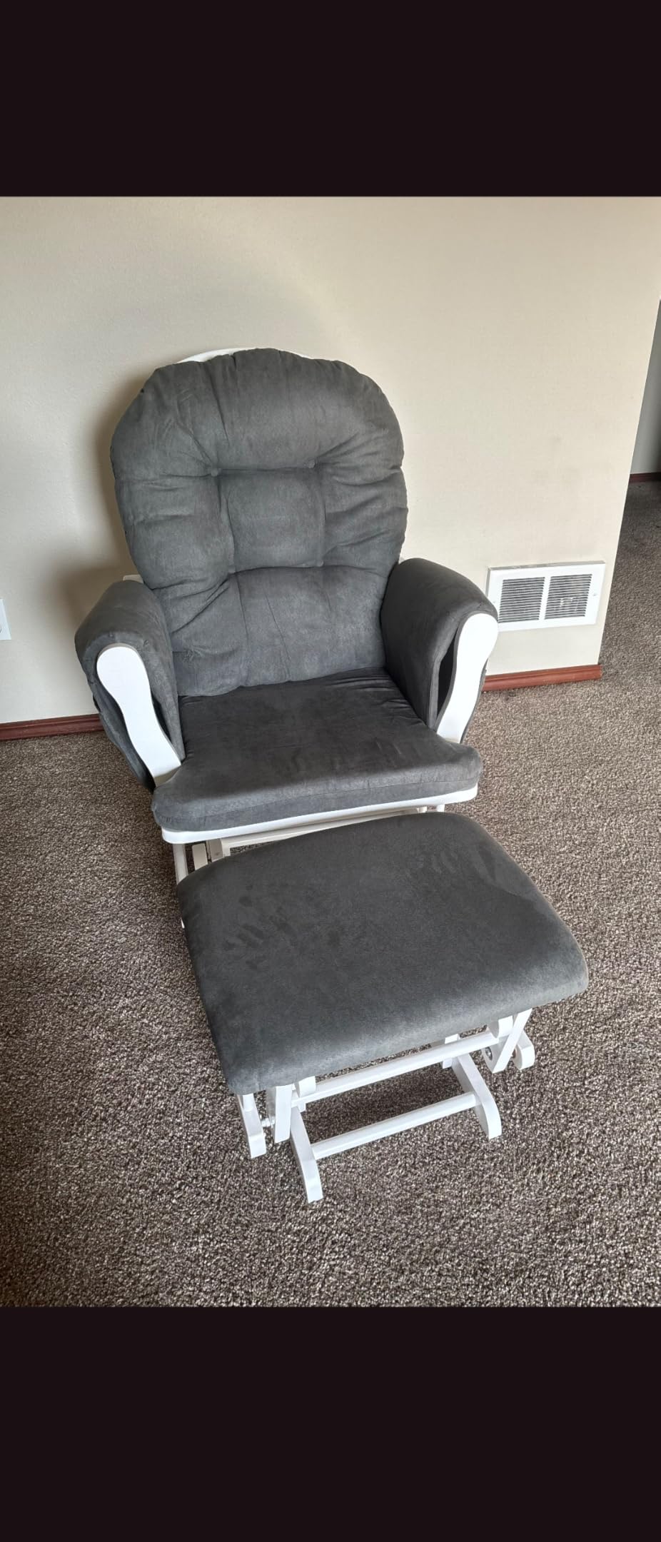 Storkcraft Premium Hoop Glider & Ottoman, White/Gray customer photo 1
